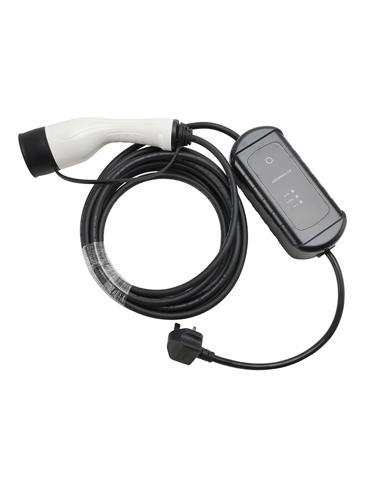 Type 2 draagbare EV-oplader, 8 meter kabel, 3-pins UK-stekker, 10A
