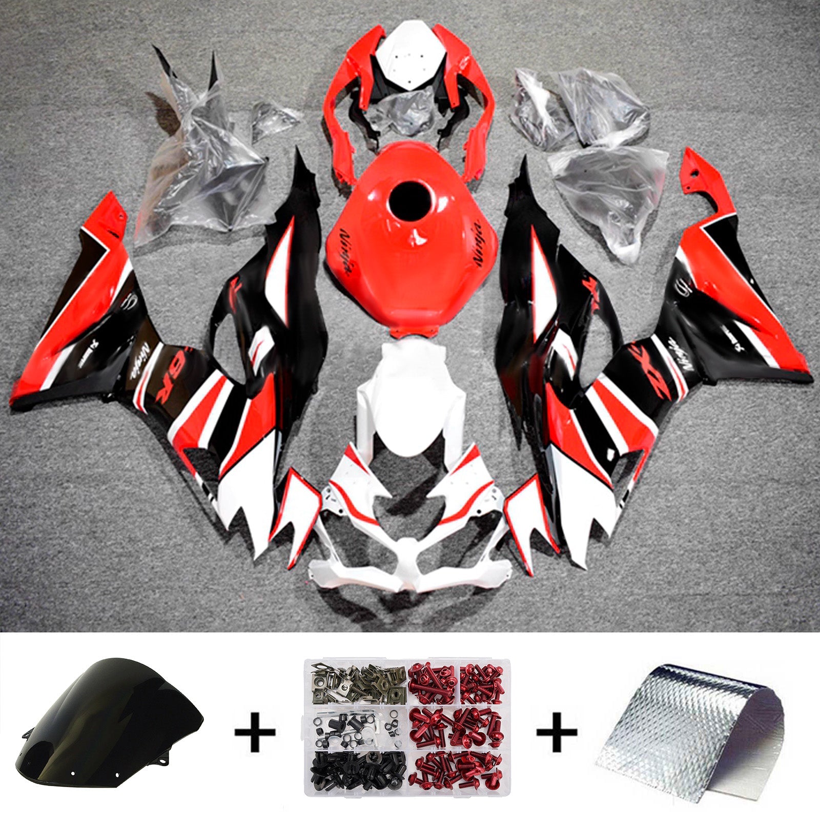 Kit de carénage injecté en plastique ABS compatible avec Kawasaki ZX6R 2019-2023