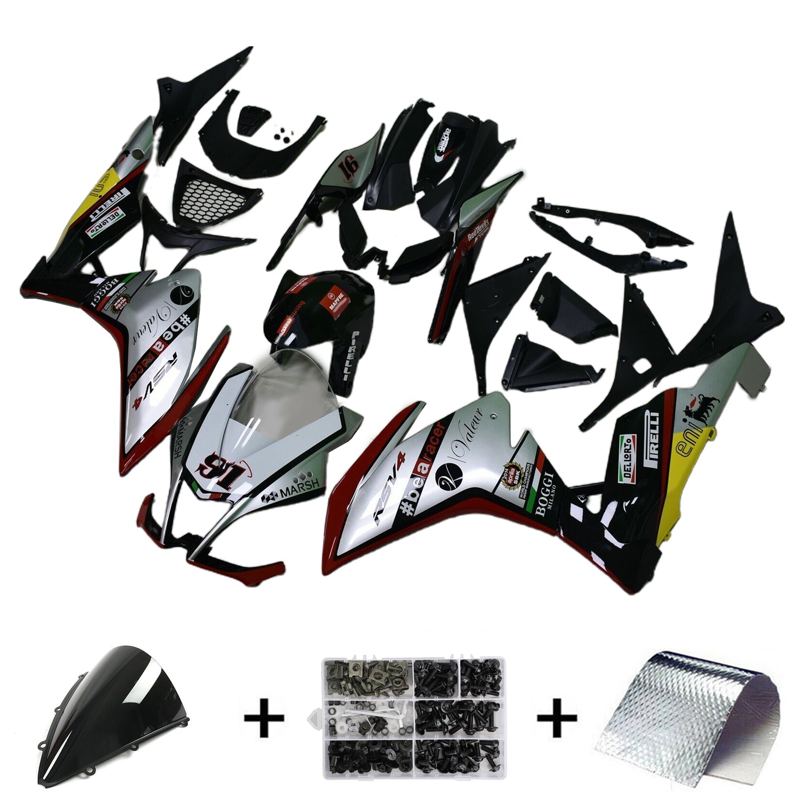 Amotopart Aprilia RSV4 1000 2009-2015 Kit de carenado de carrocería de plástico ABS