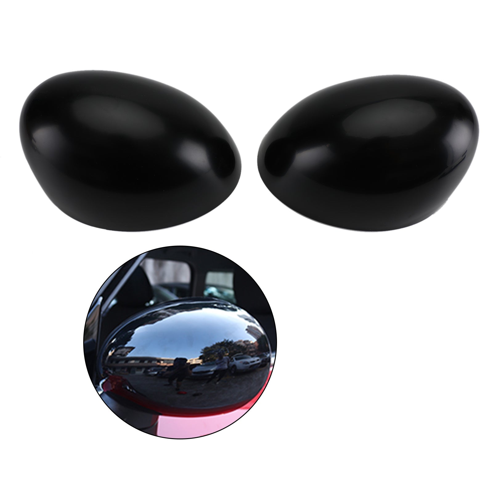 2 x Black Mirror Covers pour MINI Cooper R55 R56 R57 High Quality