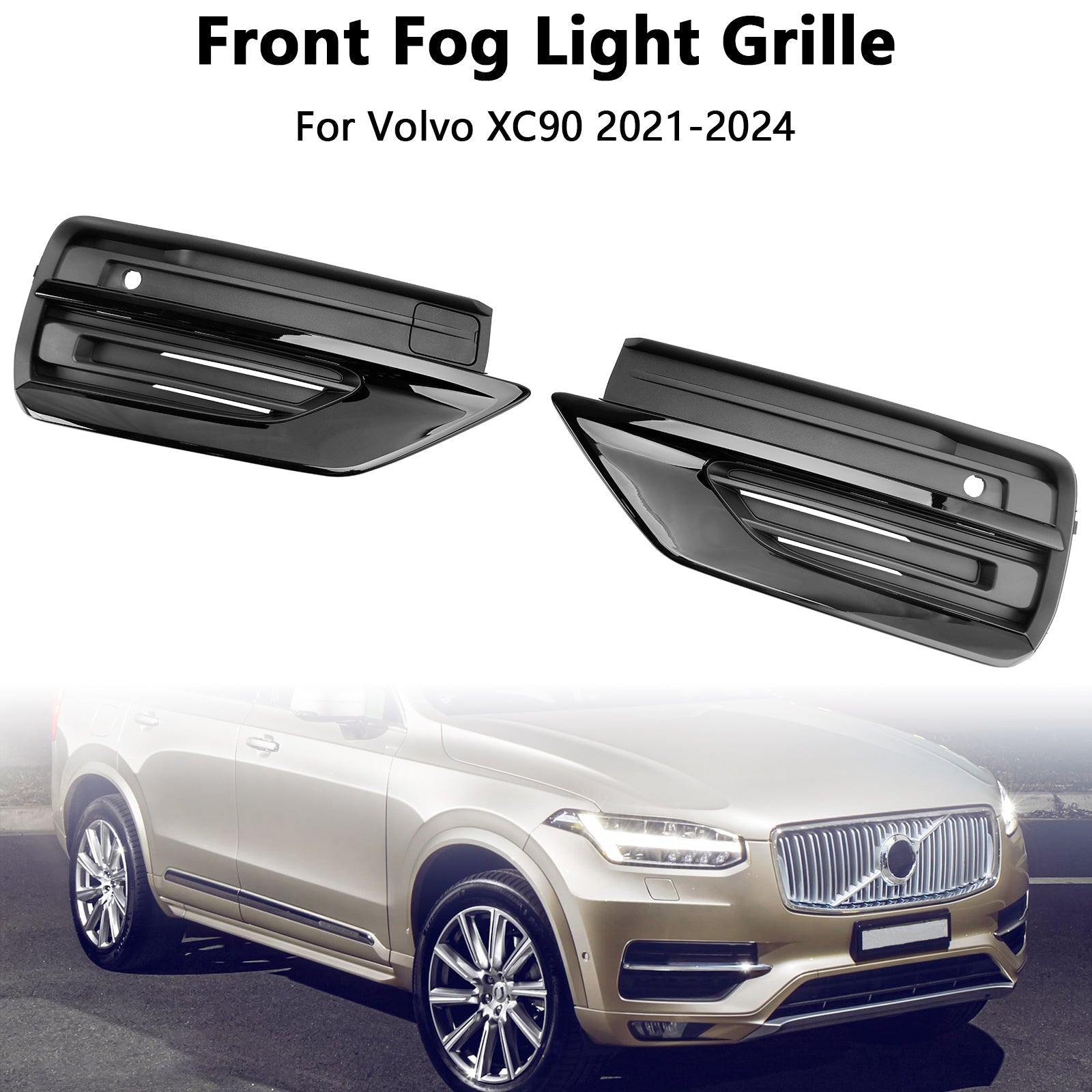 Grille de phare antibrouillard pour pare-chocs avant Volvo XC90 2 pièces 2021-2024