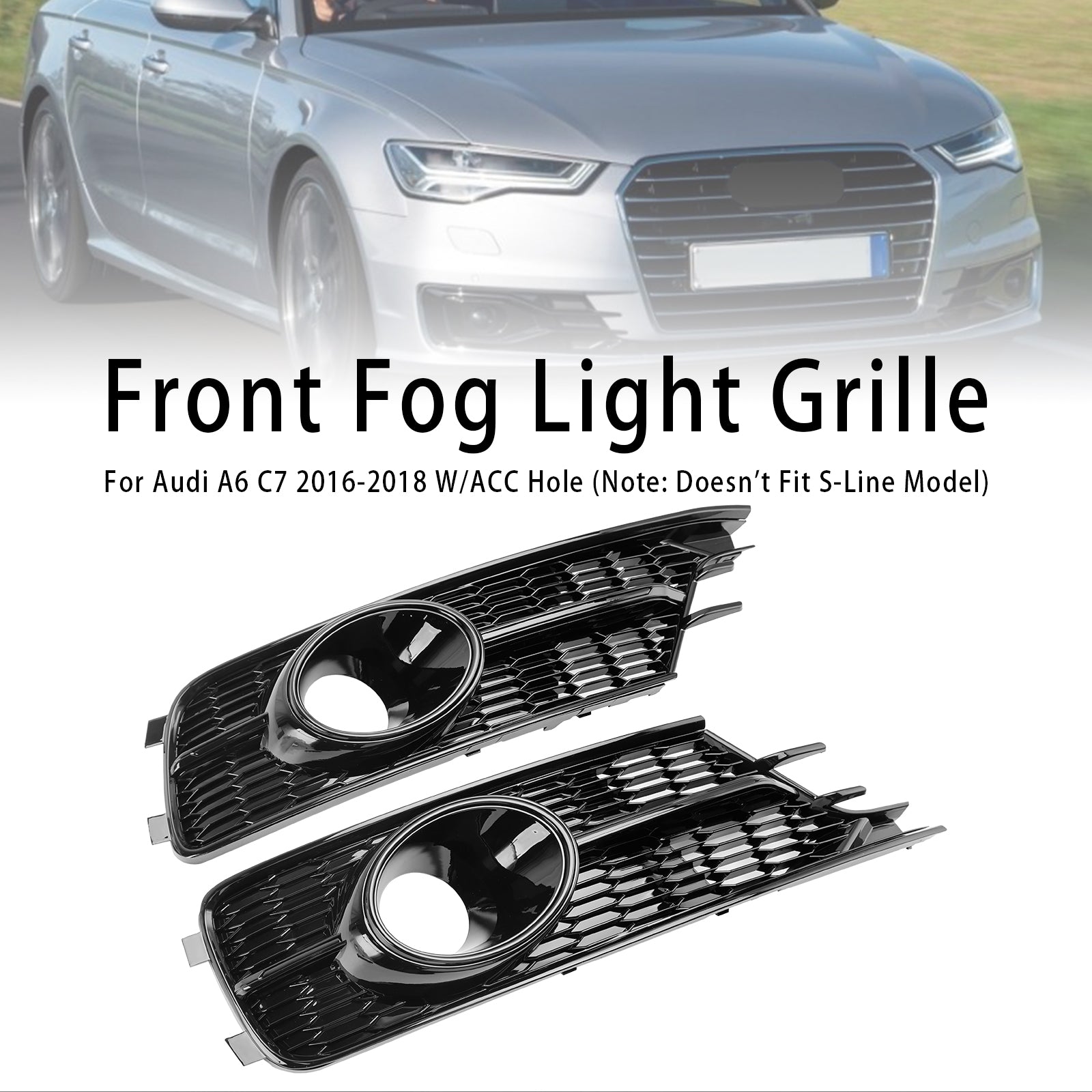 2016-2018 AUDI A6 C7 W/ACC Coppia di coperture della luce inferiore del paraurti anteriore Griglia 4G0807647A
