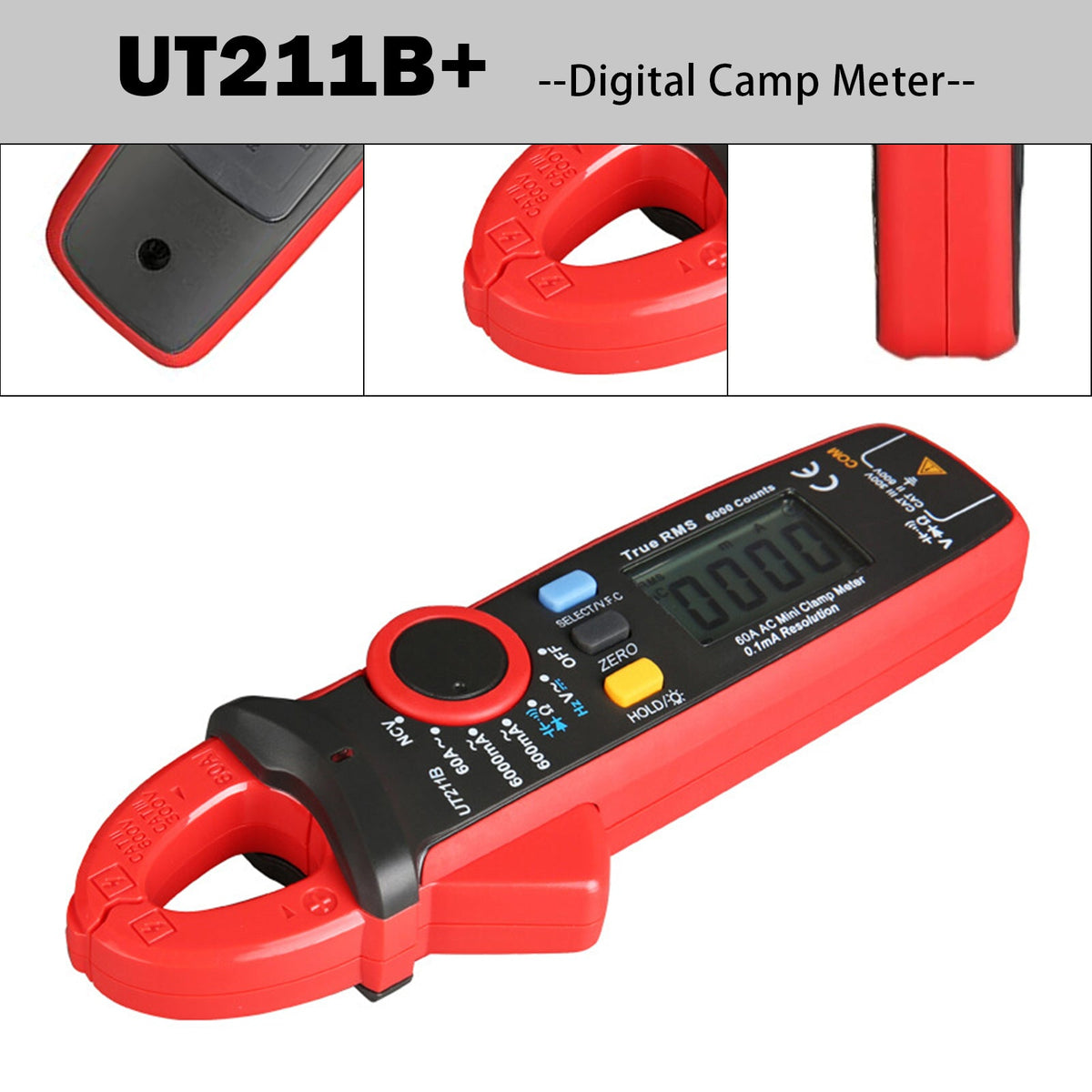 Multimètre numérique miniature TRMS UT211B 60A, pince ampèremétrique, testeur AC/DC VFC/NCV