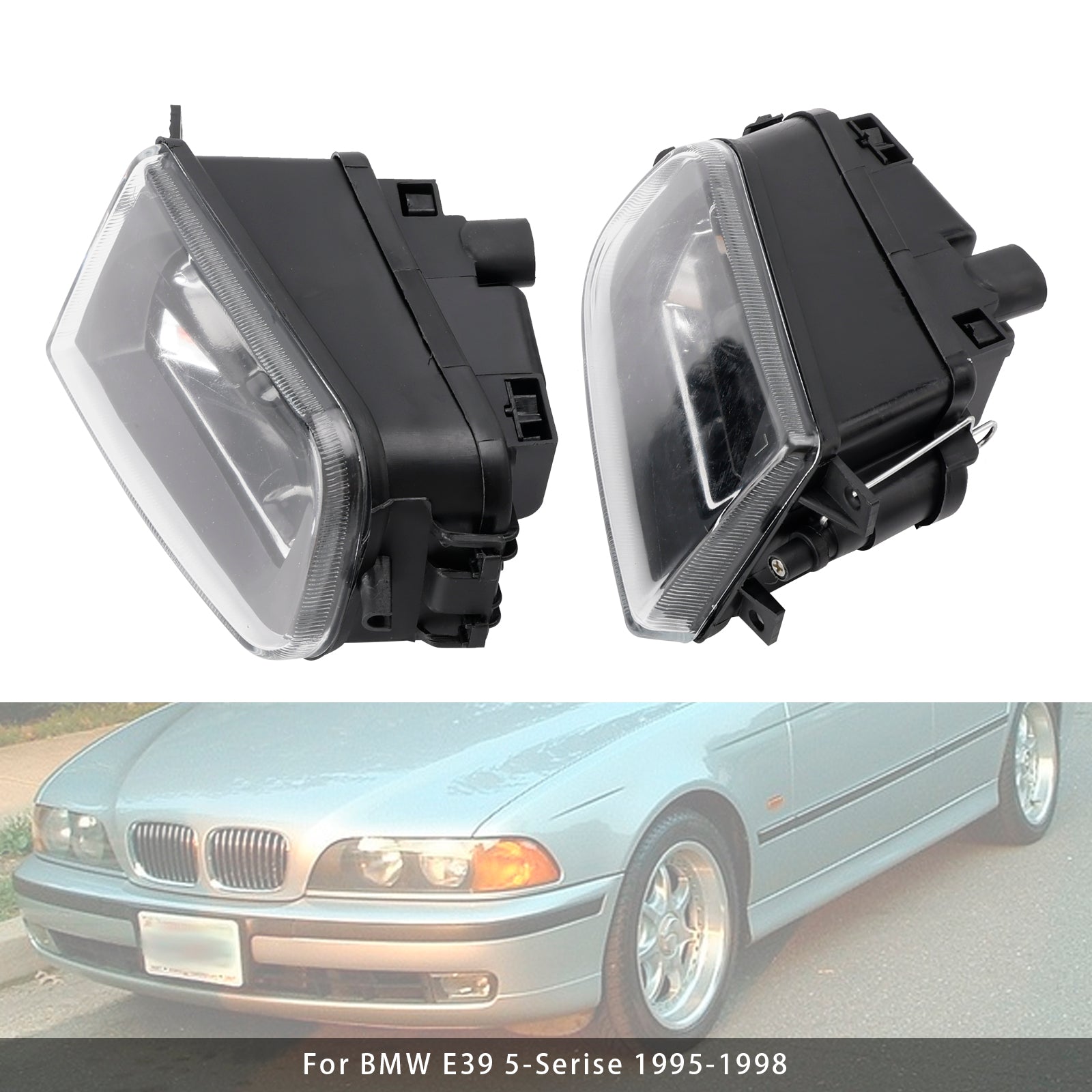 Paire de coques de phares antibrouillard pour pare-chocs avant, pour BMW E39 Série 5 (1995-1998)
