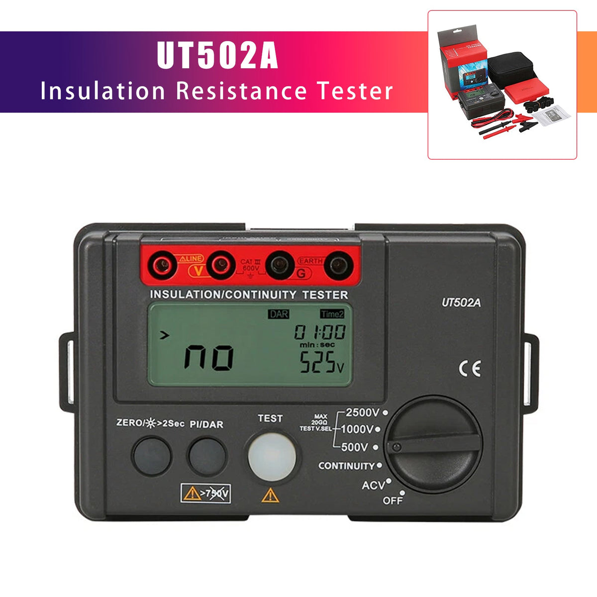 UT502A 2500V isolatie- en aardweerstandstester Megohmmeter voltmeter