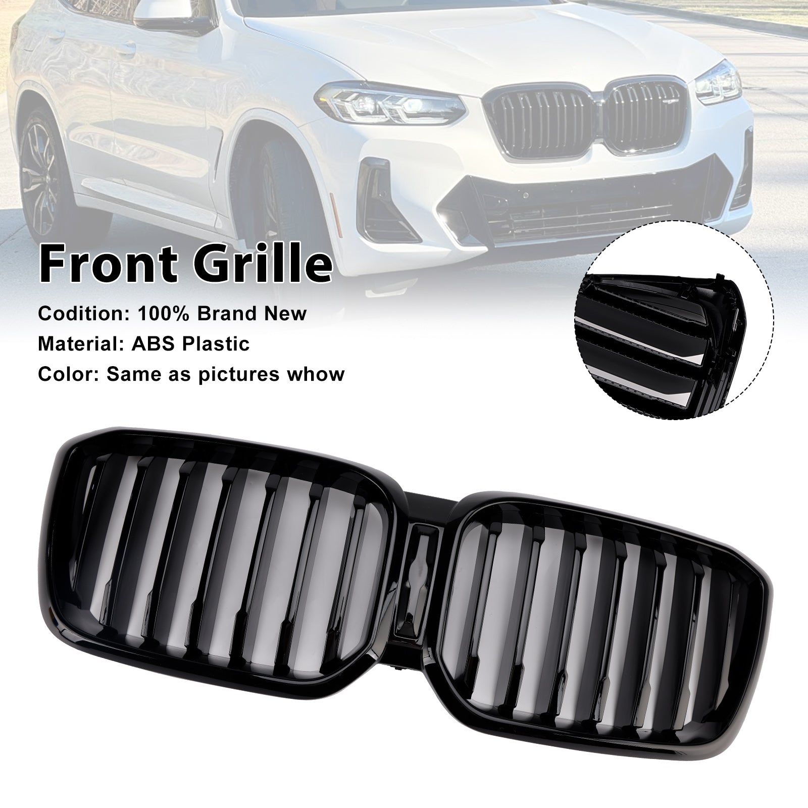 Rejilla frontal negra brillante para BMW X3 G01 X4 G02 2022-2025 51139501170