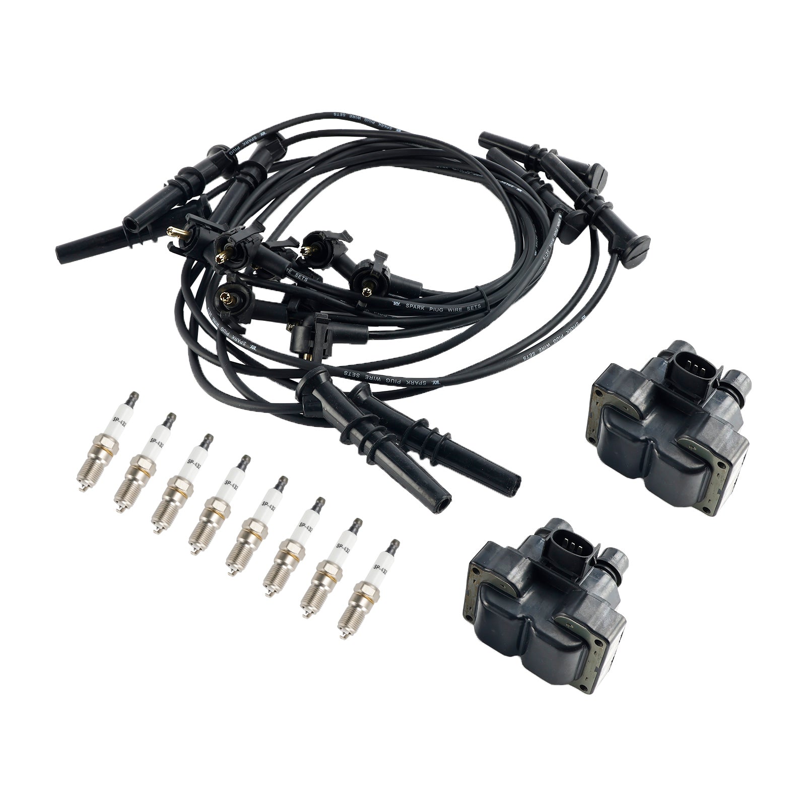 Kit de bobinas de encendido (x2) + velas (x8) + juego de cable para expedición Ford - FD487 SP432