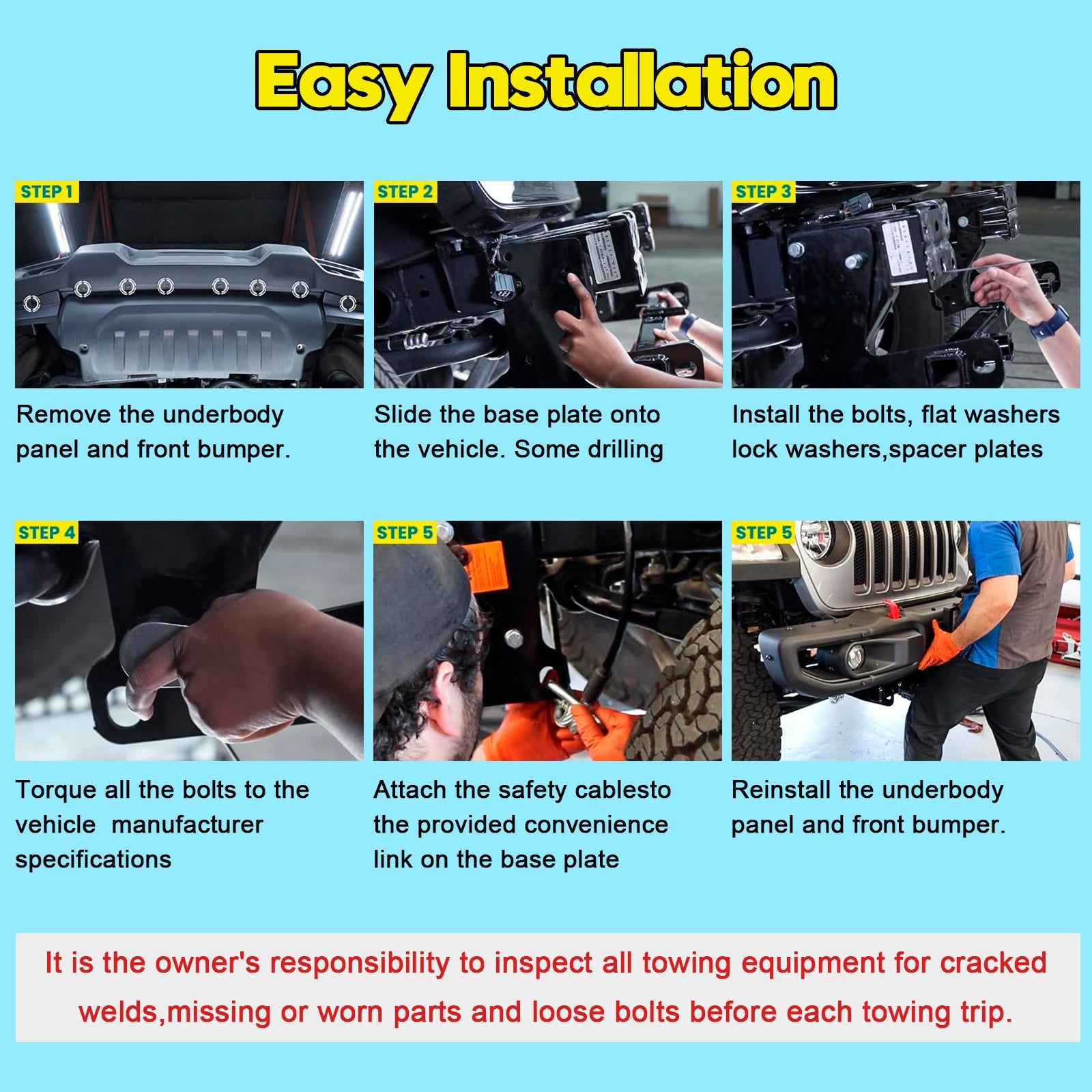 Staffa per piastra base barra di traino BX1139 per Jeep Wrangler JL JLU (tutti i modelli) 2018-2025