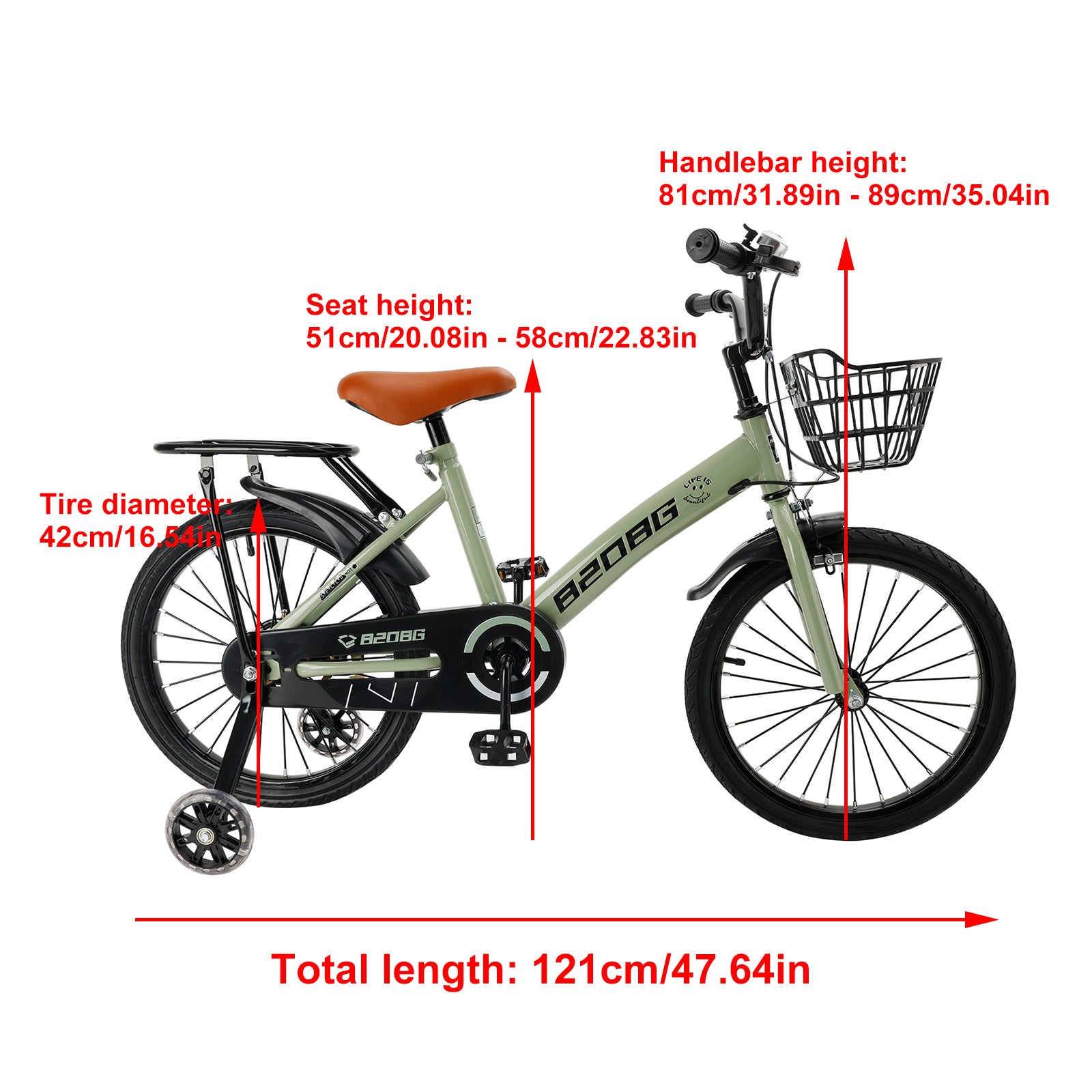 18 inches Kid's Bicycle BMX Child Bike for Ages 7-9 Years with auxiliary wheels