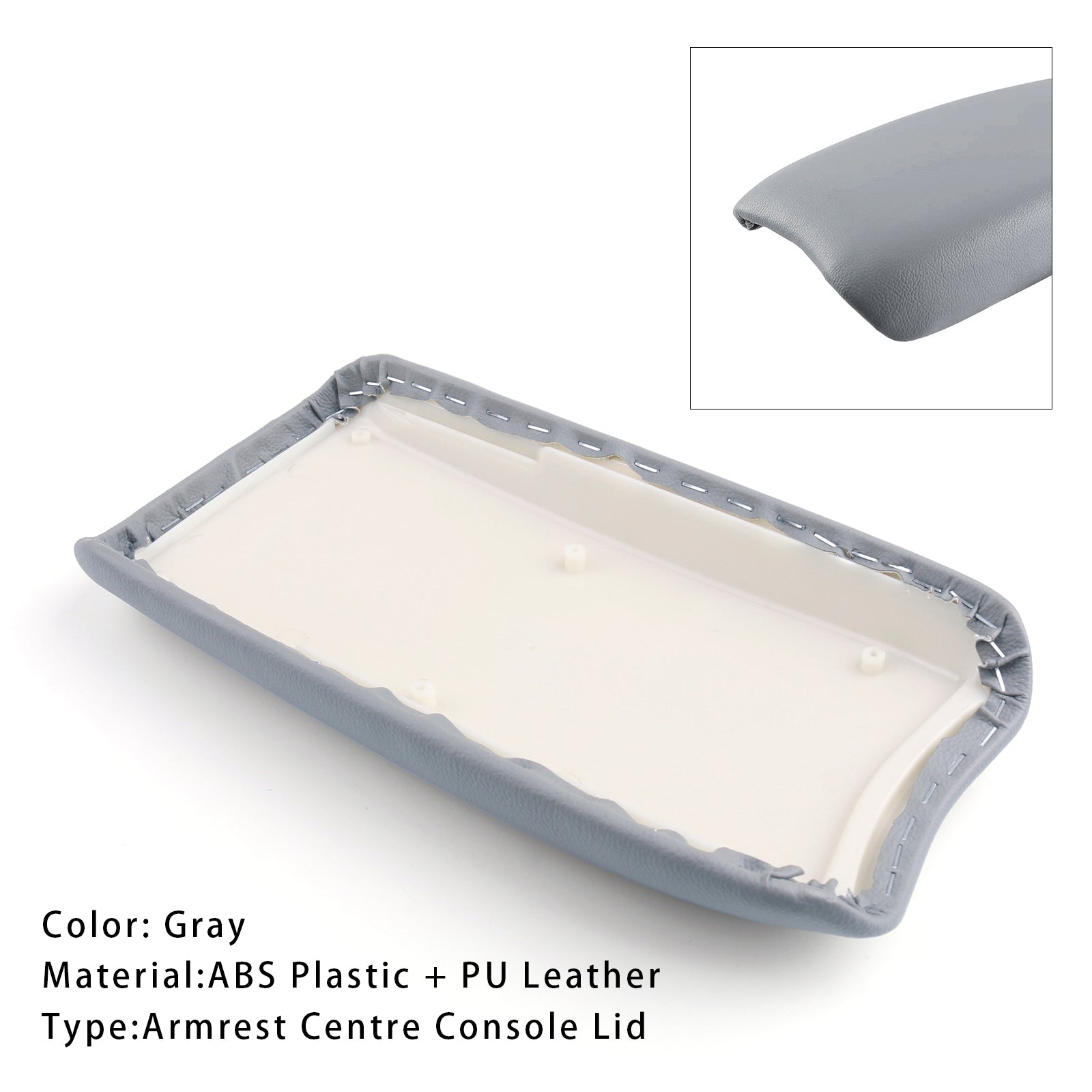 Couvercle de console centrale d'accoudoir en cuir gris pour Honda Civic 2006-2009