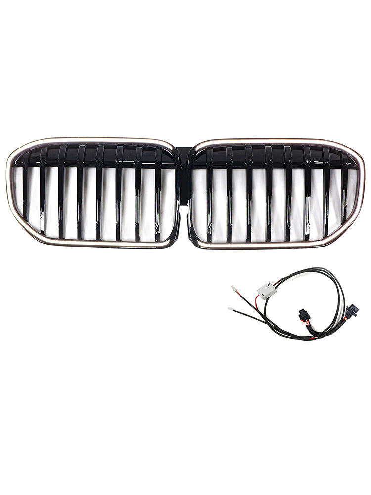 Grille de calandre avant noire brillante à lamelles simples pour BMW Série 7 G12 2019-2022 Version à empattement long Facelift
