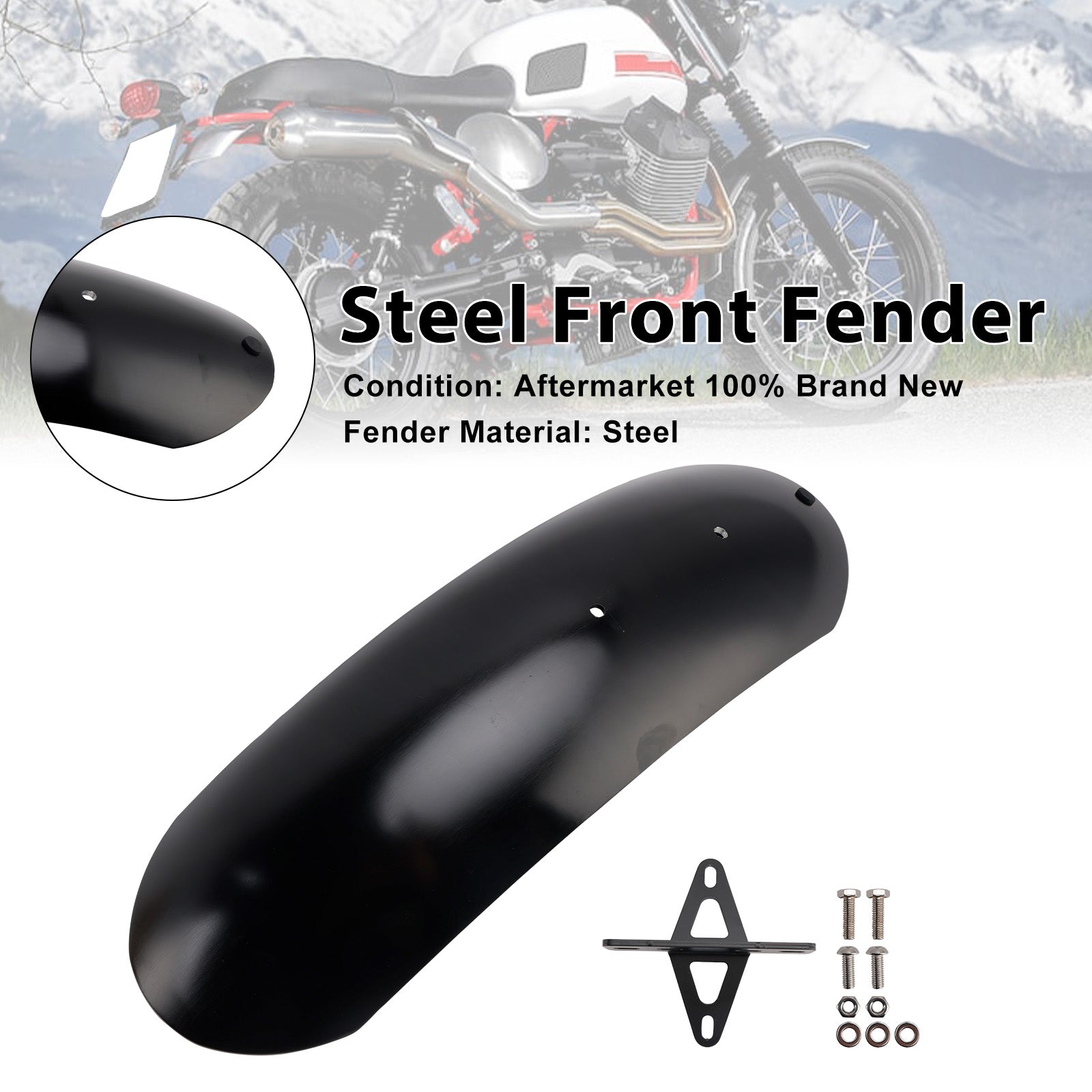 Garde-boue avant en acier compatible avec MOTO GUZZI V7 II Stone Classic Special 10-16