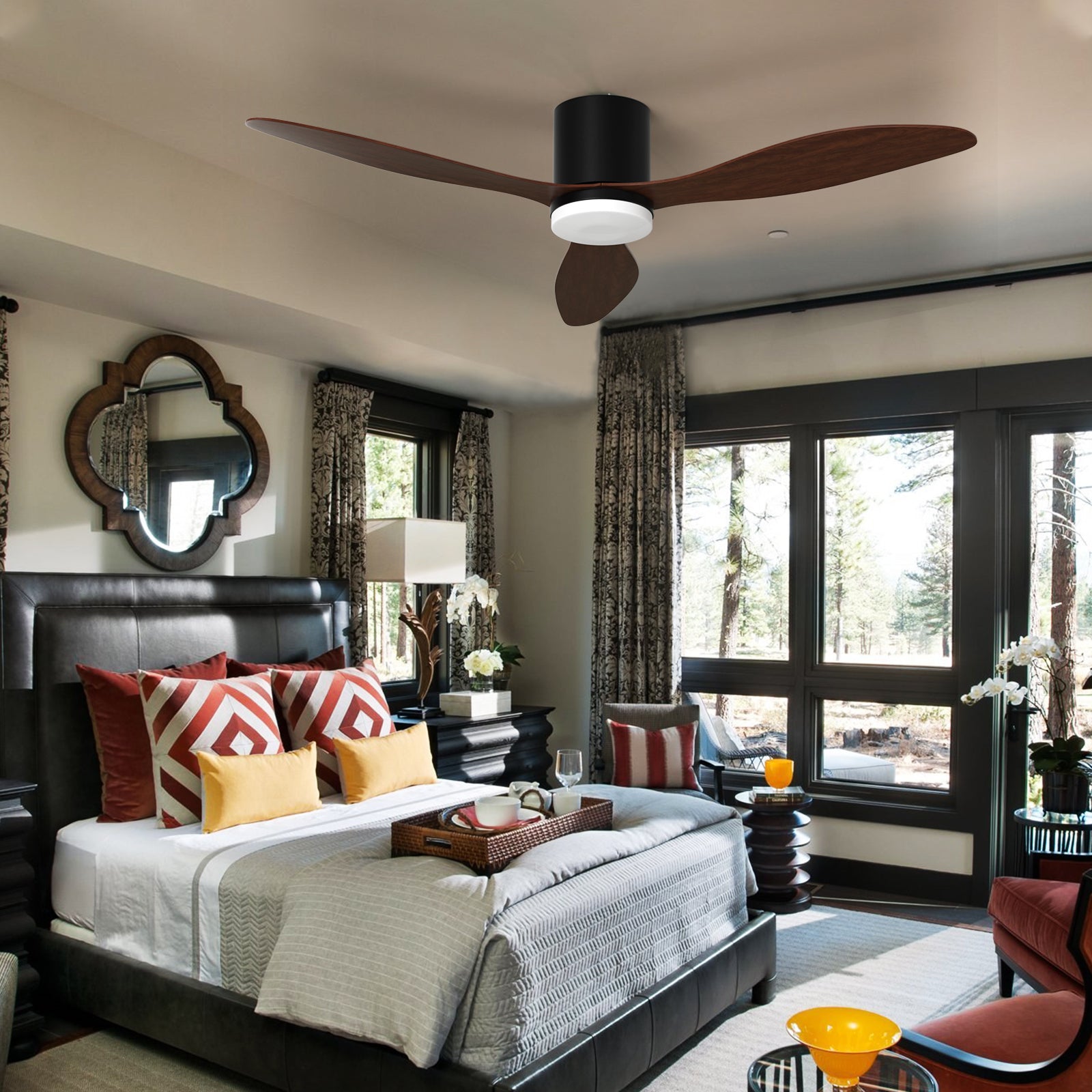 Zatemnljiv stropni ventilator 42" - Daljinski upravljalnik + aplikacija - Barvna gradientna LED osvetlitev in enosmerni motor