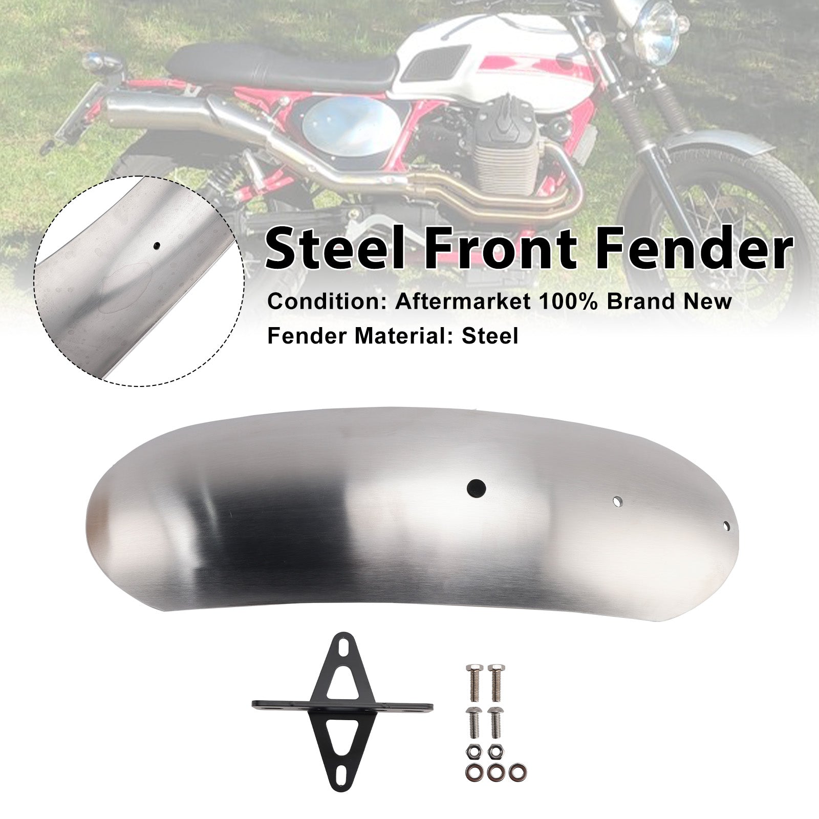 Garde-boue avant en acier compatible avec MOTO GUZZI V7 II Stone Classic Special 10-16