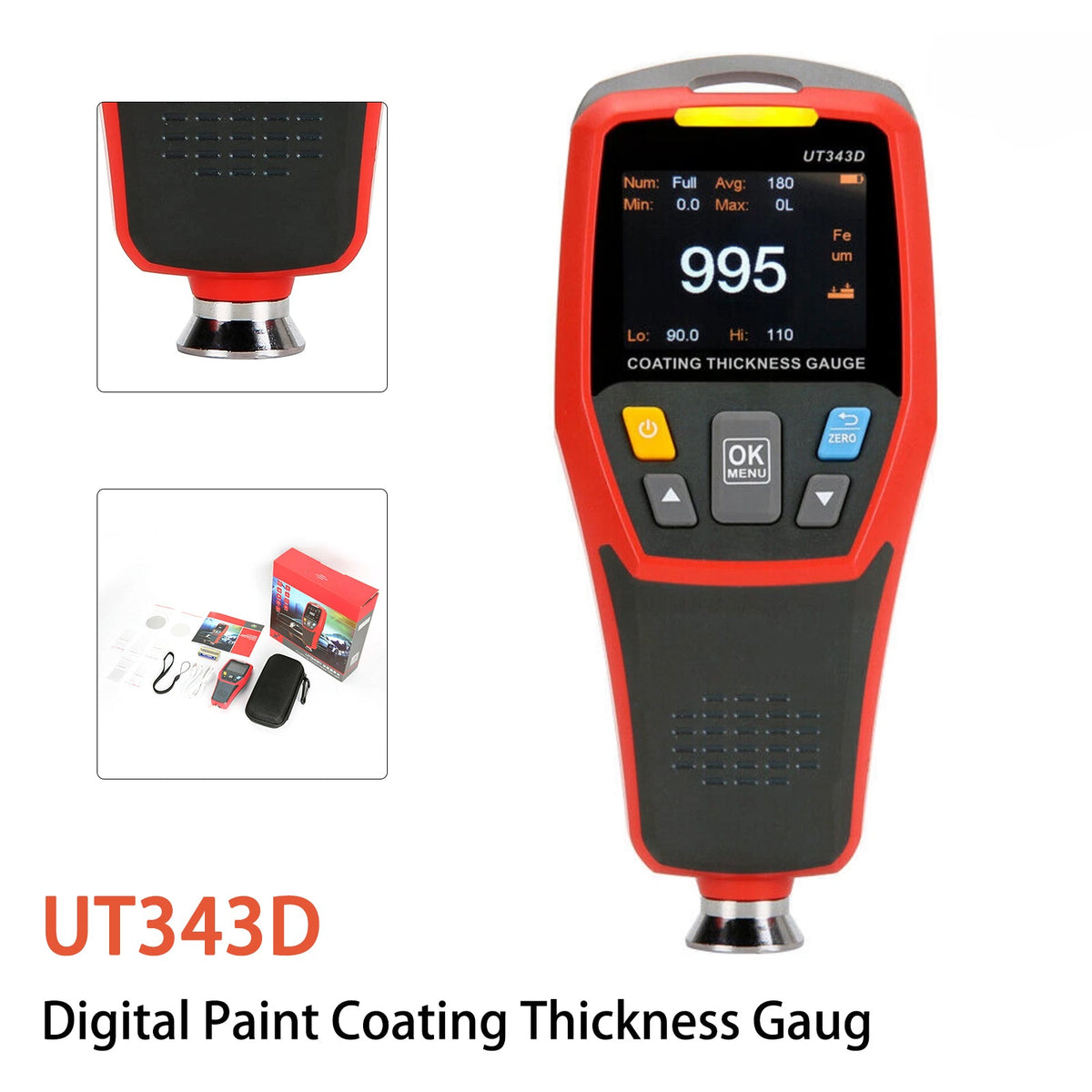 UT343D Digitale laagdiktemeter, meetbereik: 0-1250 µm