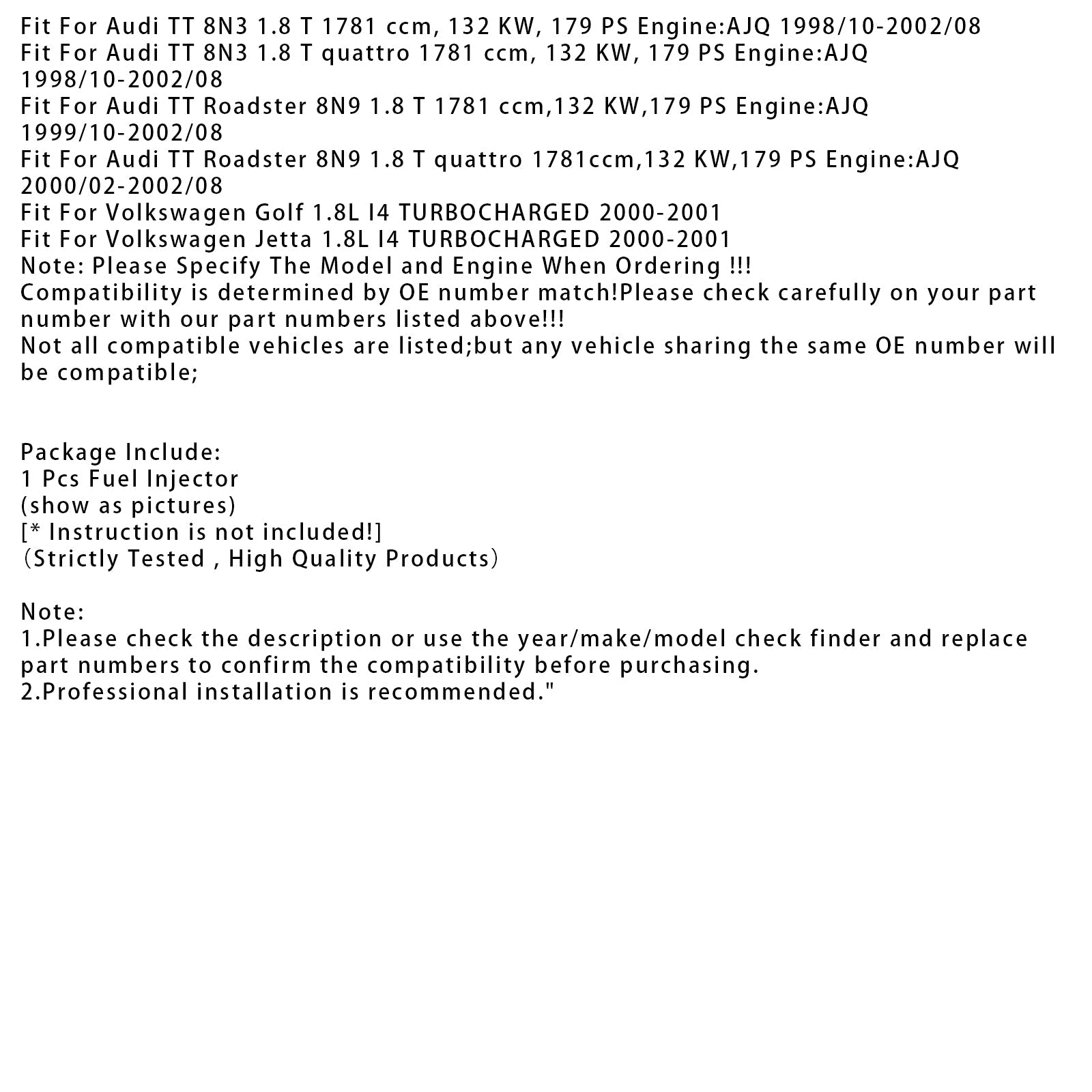 1 injecteur de carburant pour VW Golf IV, Audi TT, A3, Seat 1.8T 0280155897 06A906031S
