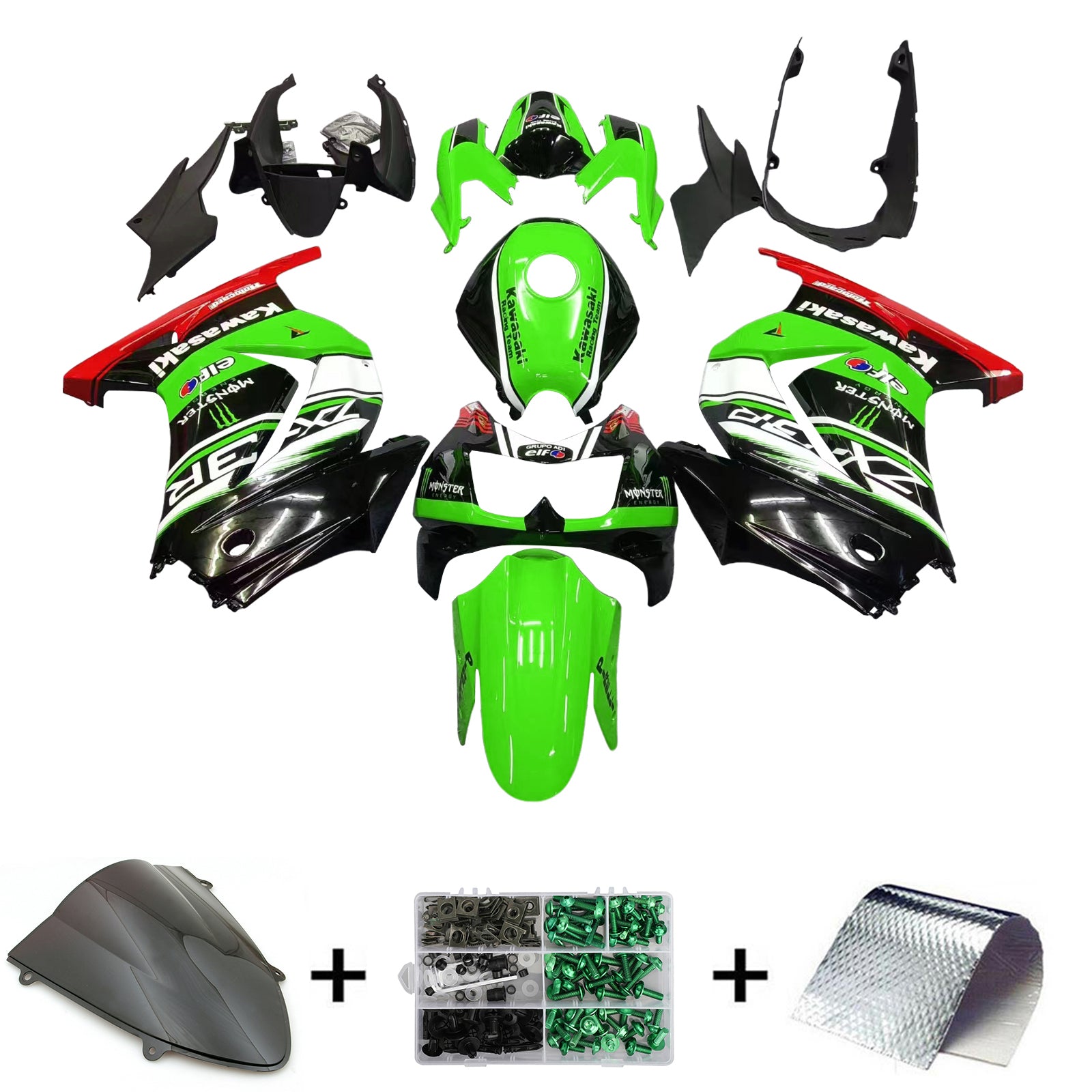 Zestaw owiewki wtryskowej Nadwozie Plastik ABS pasuje do Kawasaki EX250 Ninja250R 2008-2012