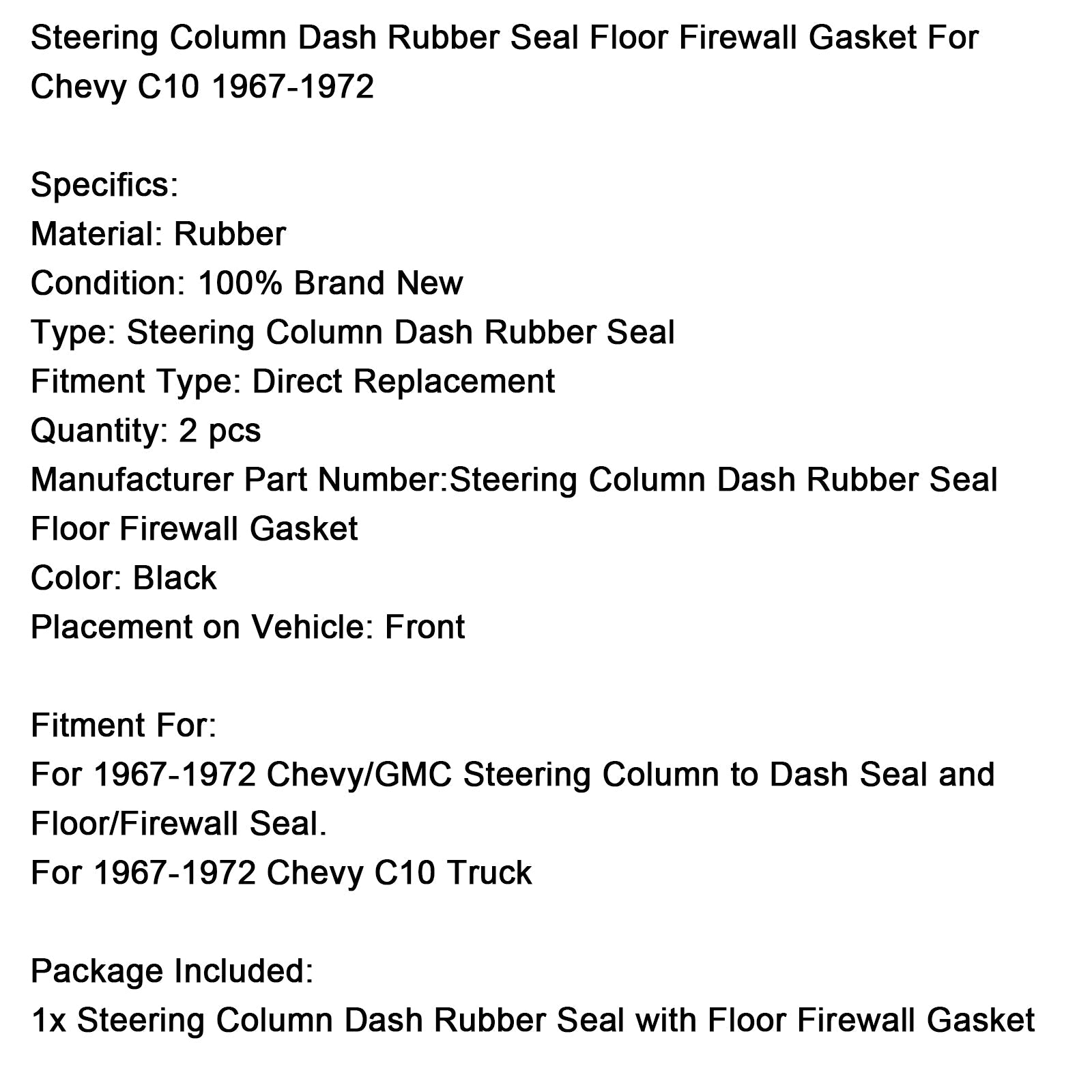 Sigillo in gomma per sterzo e cruscotto di Chevy C10 1967-1972, giuntura intrecciata per pavimenti