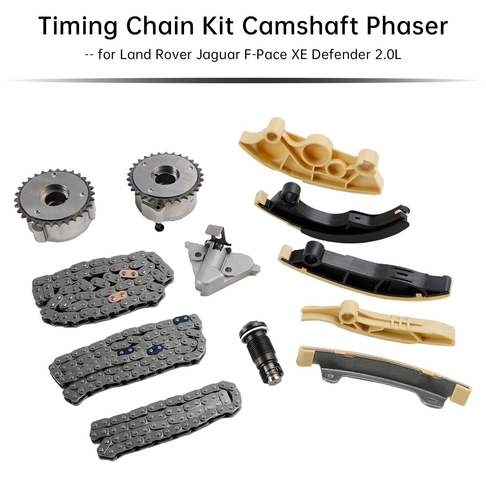 Kit catena di distribuzione per Jaguar XF (X260) 2.0 AWD 300PS 2017/09 in poi Phaser albero a camme