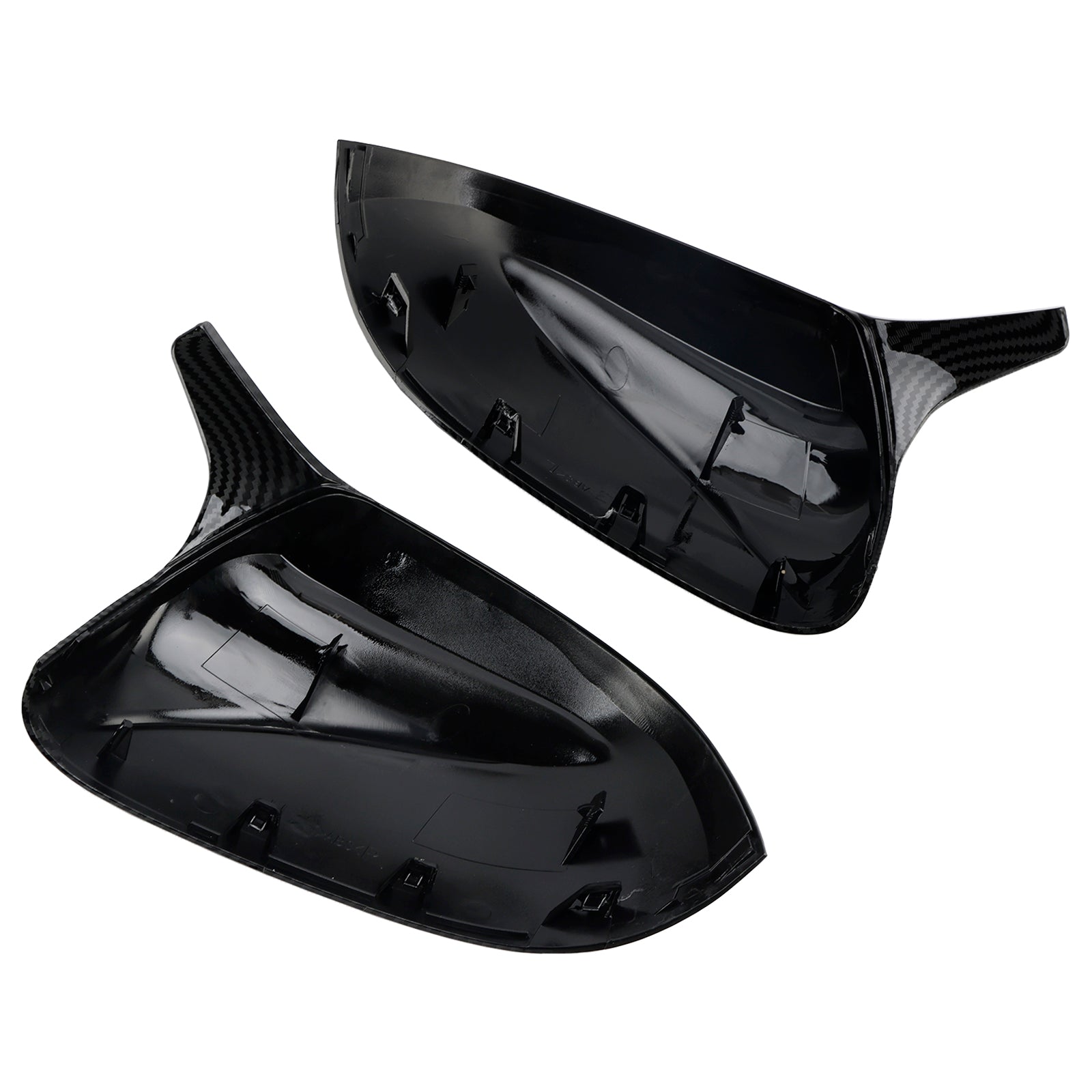 Coques de rétroviseurs extérieurs (2 pièces) à motif fibre de carbone brillant pour BMW X3/X4/IX3 (2018-2022)