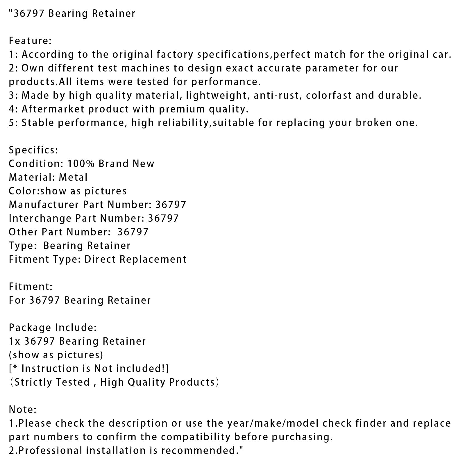 36797 Retenedor de rodamiento