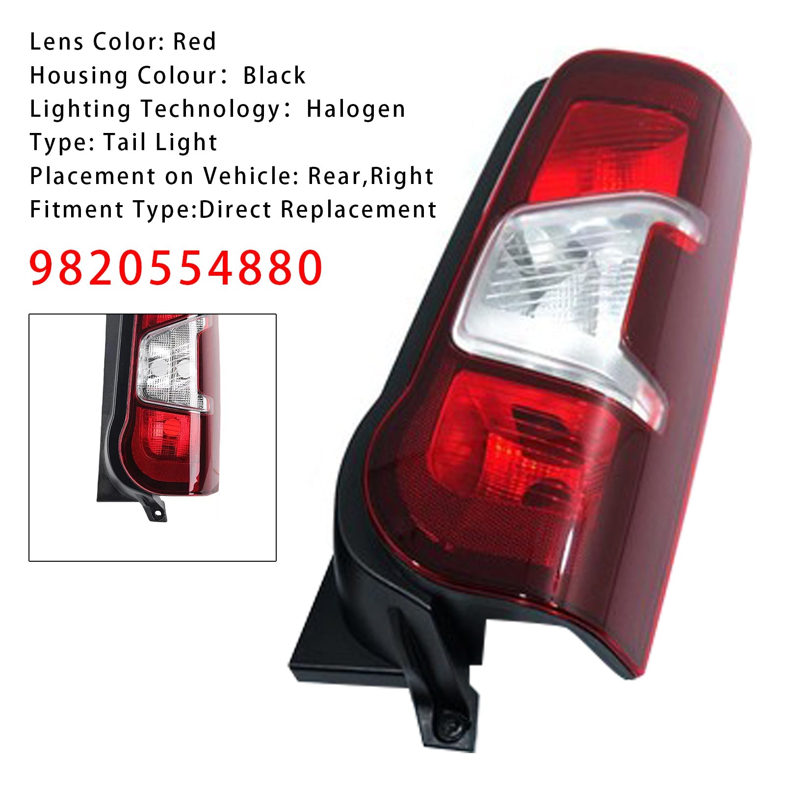 Luz trasera derecha para Toyota Proace City 2020+ 9820554880