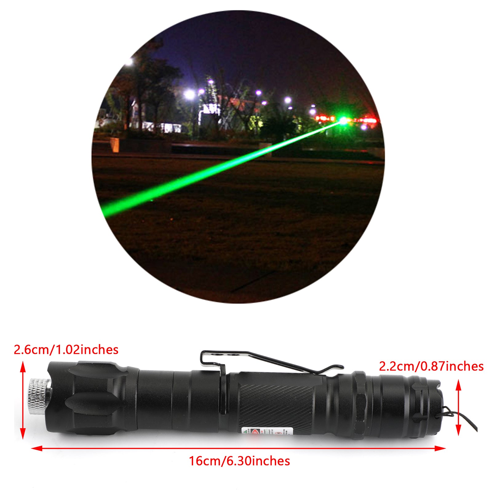 Military 100Miles 532nm Green Laser Pointer Pen Visible Beam + Battery +Star Cap