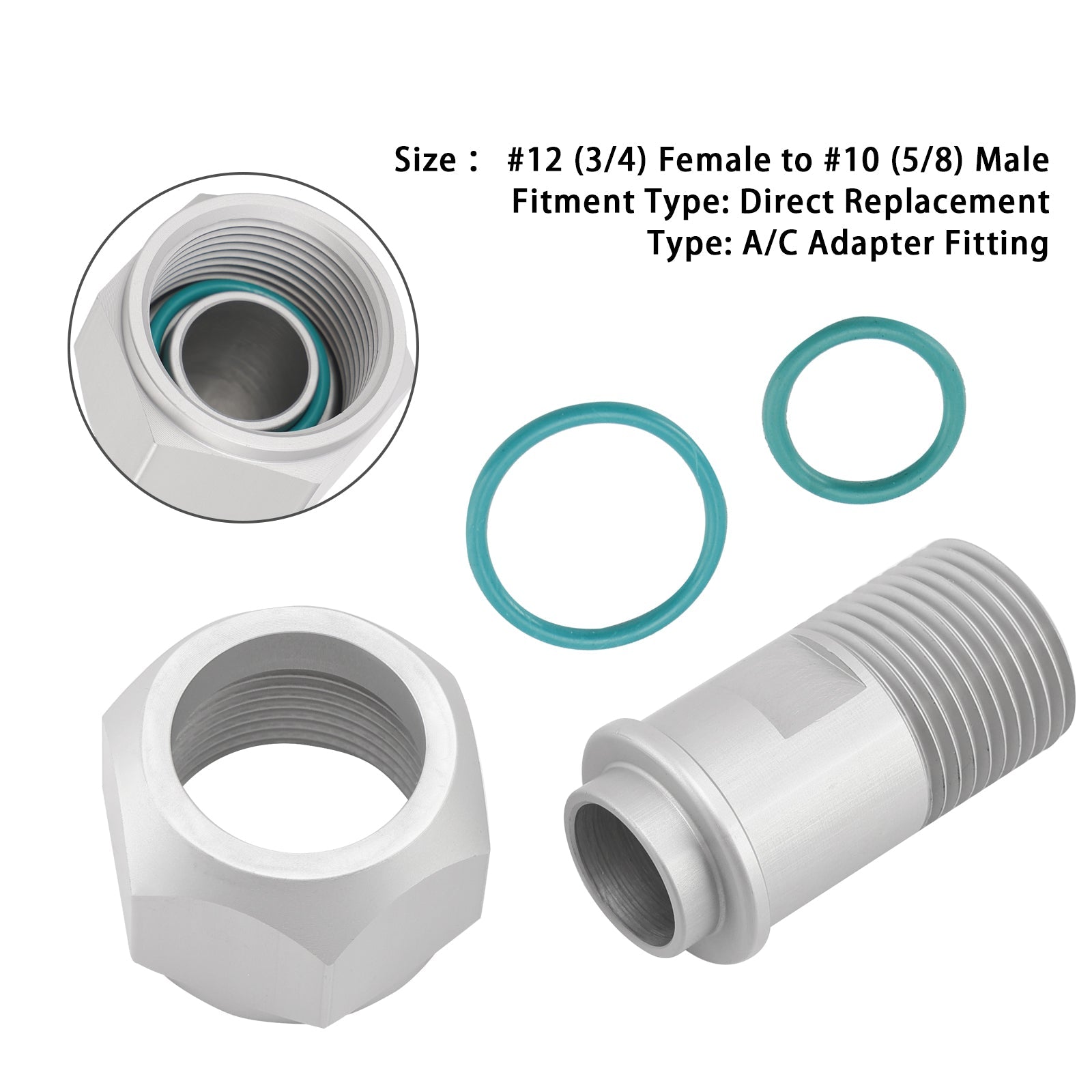 Adaptateur de climatisation, raccord femelle n° 12 (3/4) vers tuyau d'accumulateur de déshydrateur mâle n° 10 (5/8)