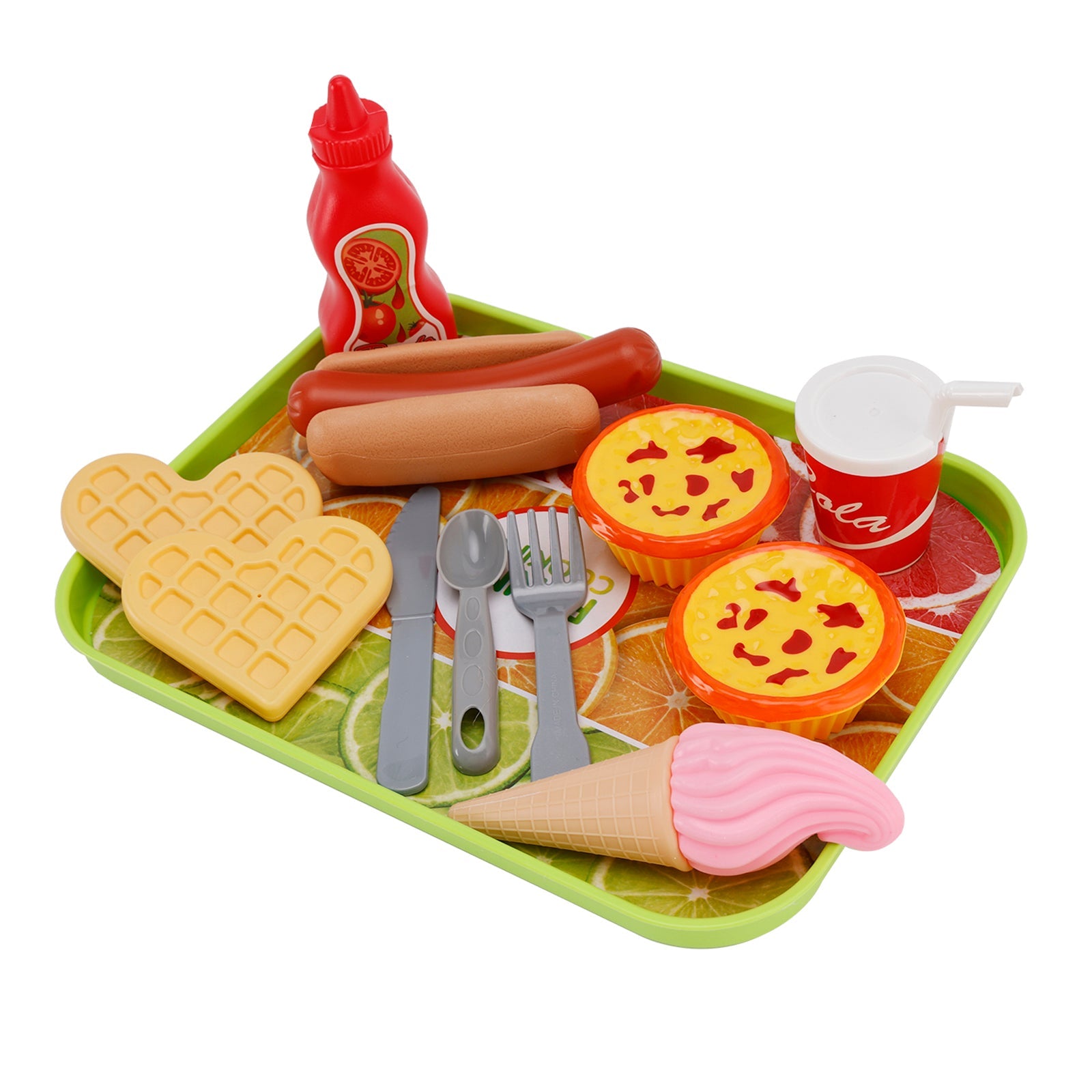 Ensemble de cuisine pour enfants, tarte aux œufs, gaufres, glaces, boissons