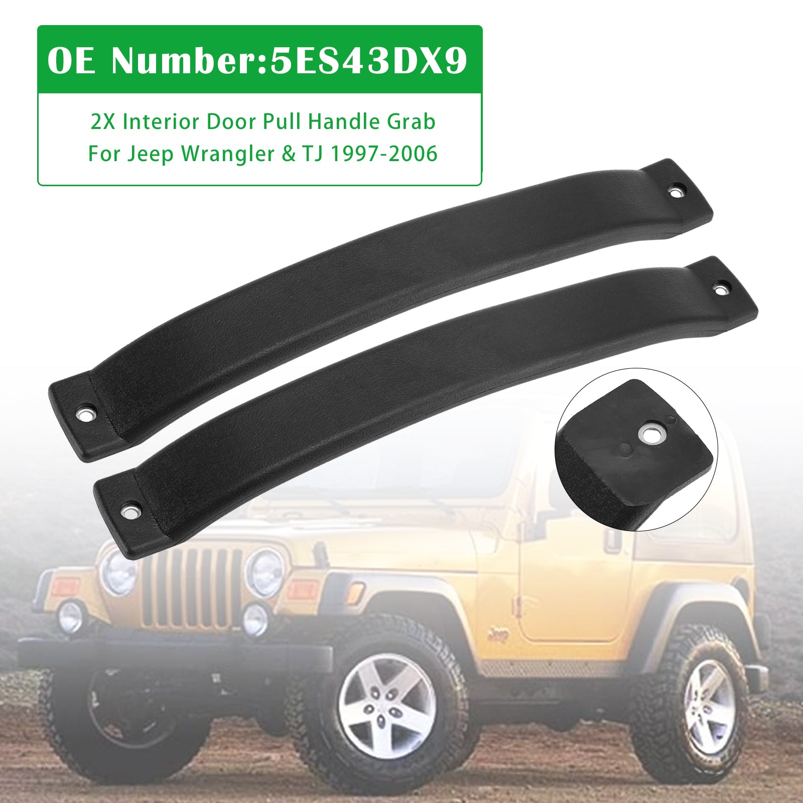 Binnendeurhendel (x2) voor Jeep Wrangler en TJ (1997-2006) - Onderdeelnummer : 5ES43DX9