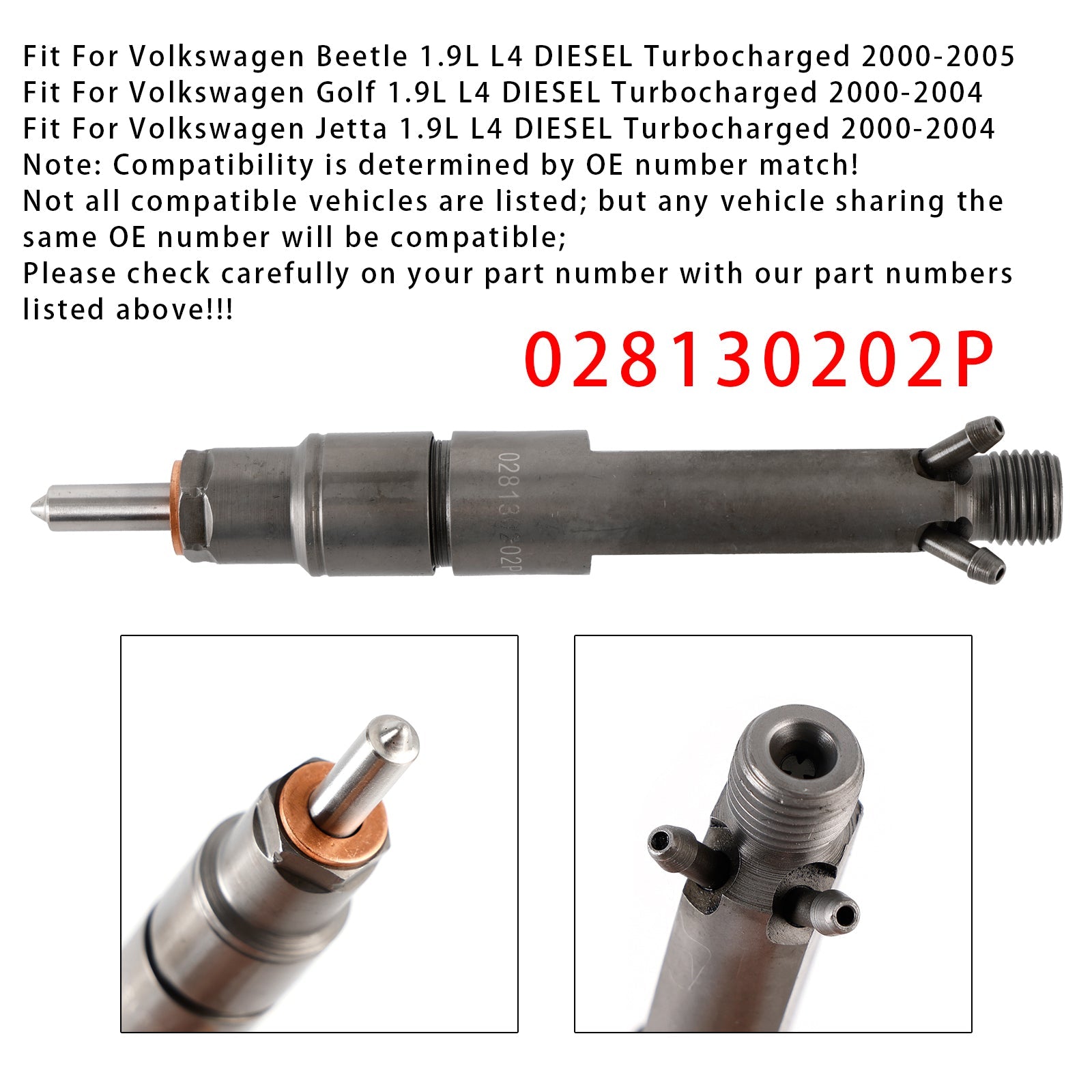 1 injecteur de carburant pour Volkswagen Golf Jetta Beetle 1.9L Diesel 028130202P