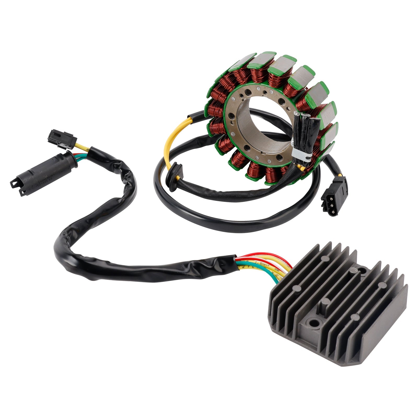 Stator-générateur et régulateur pour BMW F 800 S (2005-2008) : références 12318524422 et 61312346550.