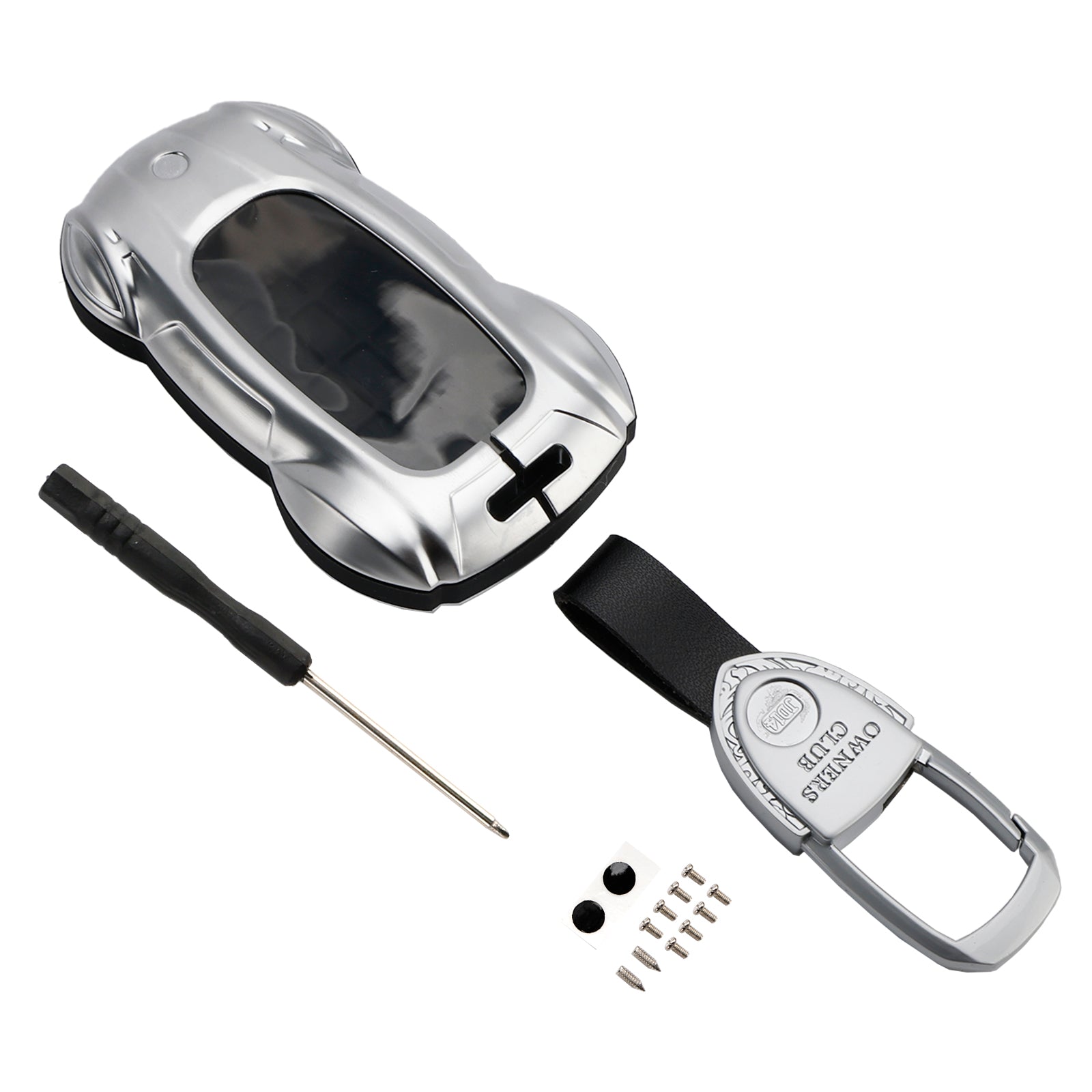 Étui argenté en cuir, alliage de zinc et pour clé de voiture Lexus ES260h/RX350h/LS500h