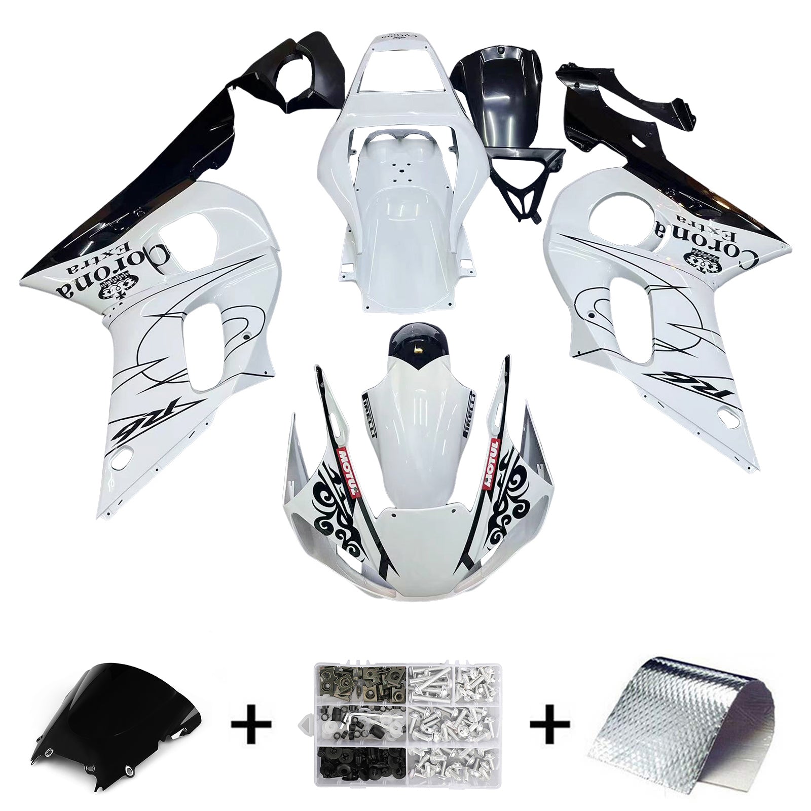 Kit de carénage par injection , carrosserie en plastique ABS Pour Yamaha YZF 600 R6 1998-2002