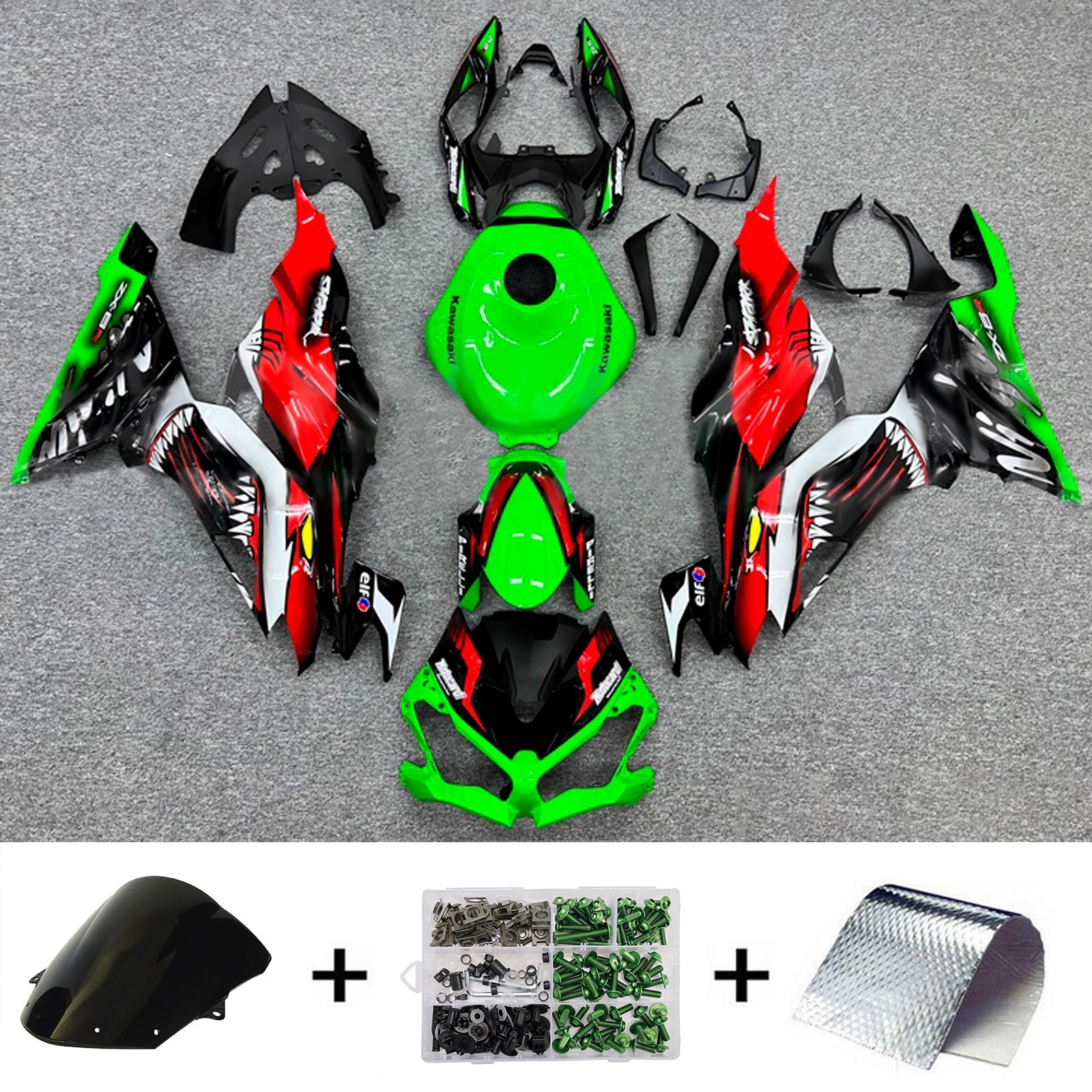 Kit de carénage injecté en plastique ABS compatible avec Kawasaki ZX6R 2019-2023