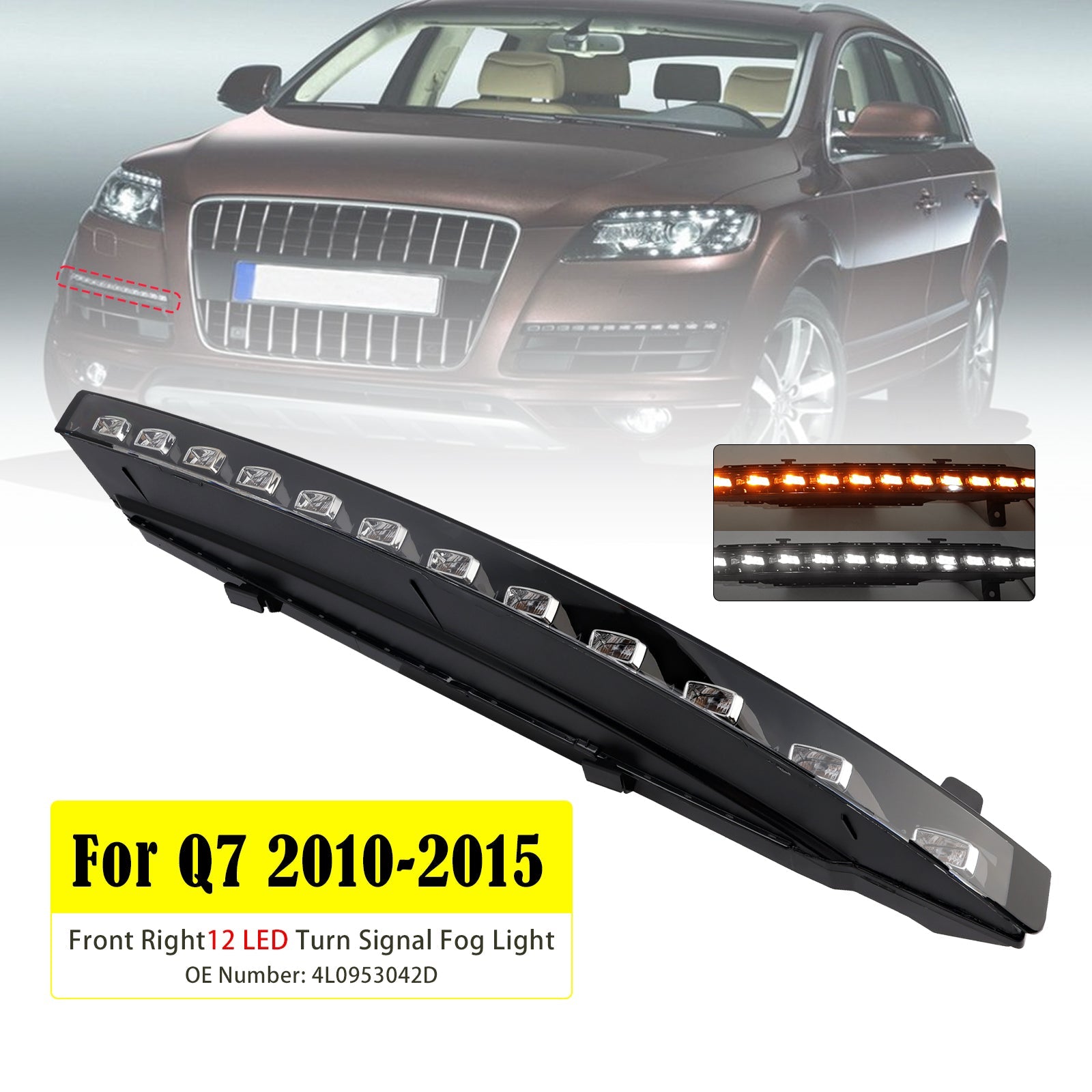 Mistlampknipperlicht rechtsvoor met 12 LED's voor Audi Q7 Sport (2010-2015) - Onderdeelnummer : 4L0953042D