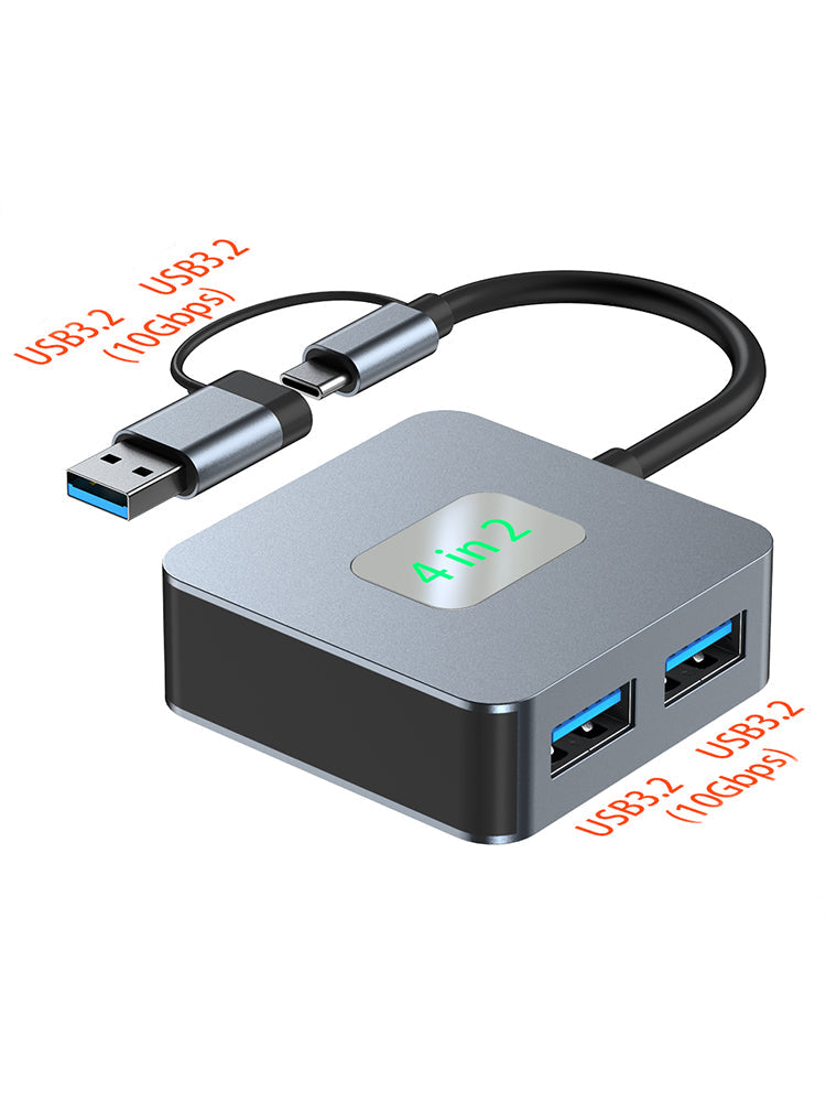 4 in 2 Type-C + USB naar USB3.2*4 Interface Hub-adapter voor MacBook iPad 15