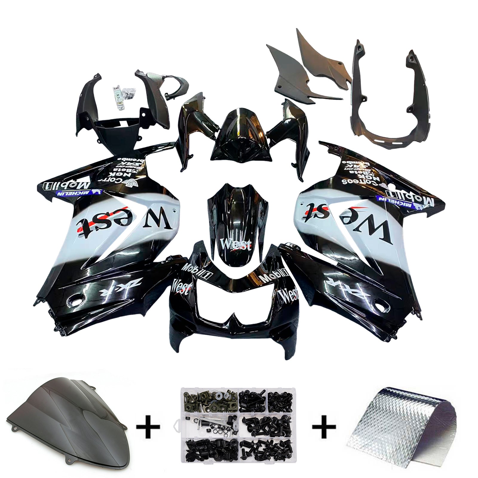 Kit di carenatura in plastica ABS per Kawasaki EX250 Ninja250R 2008-2012