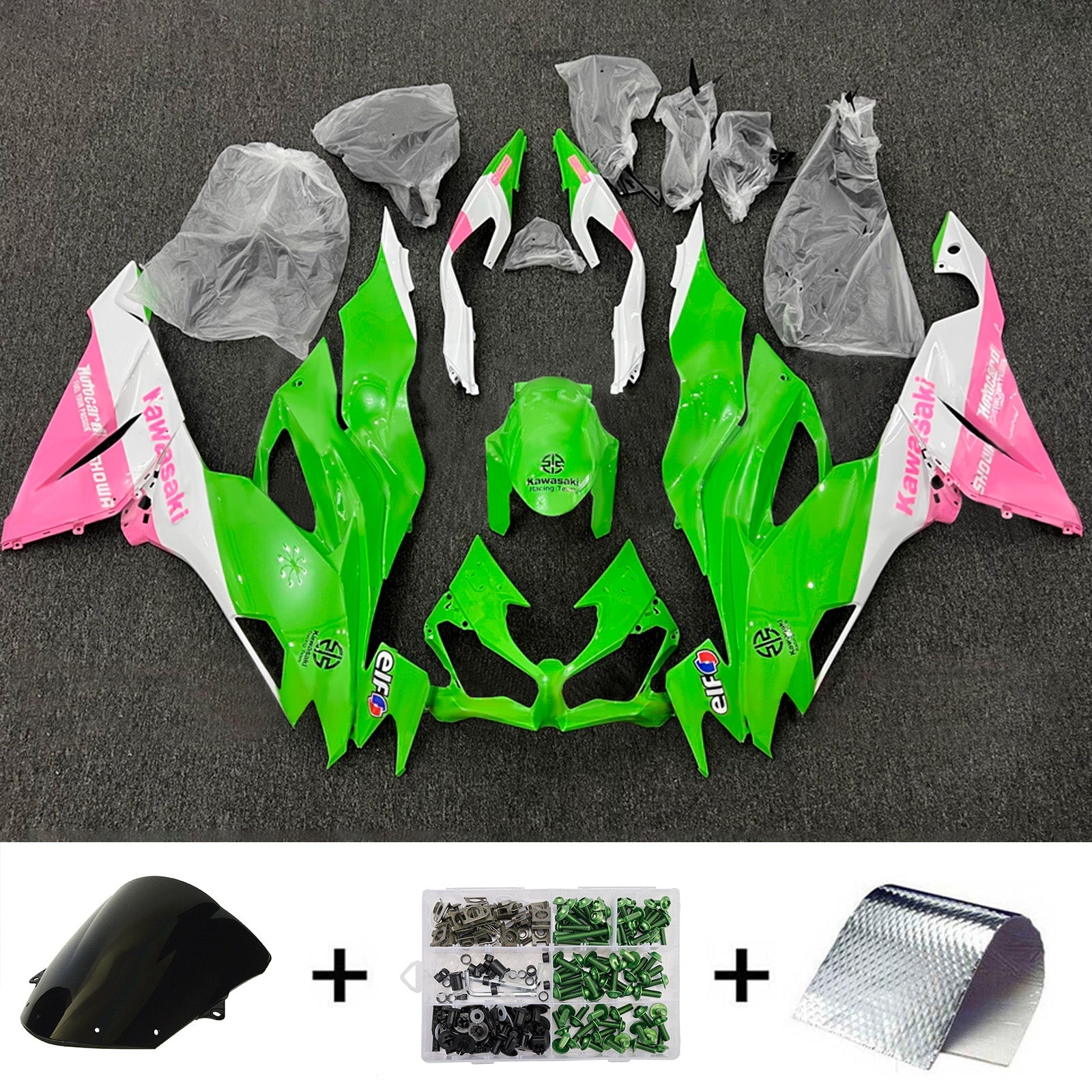 Komplet oklepa z vbrizgano ABS plastiko, združljiv s Kawasaki ZX6R 2019-2023