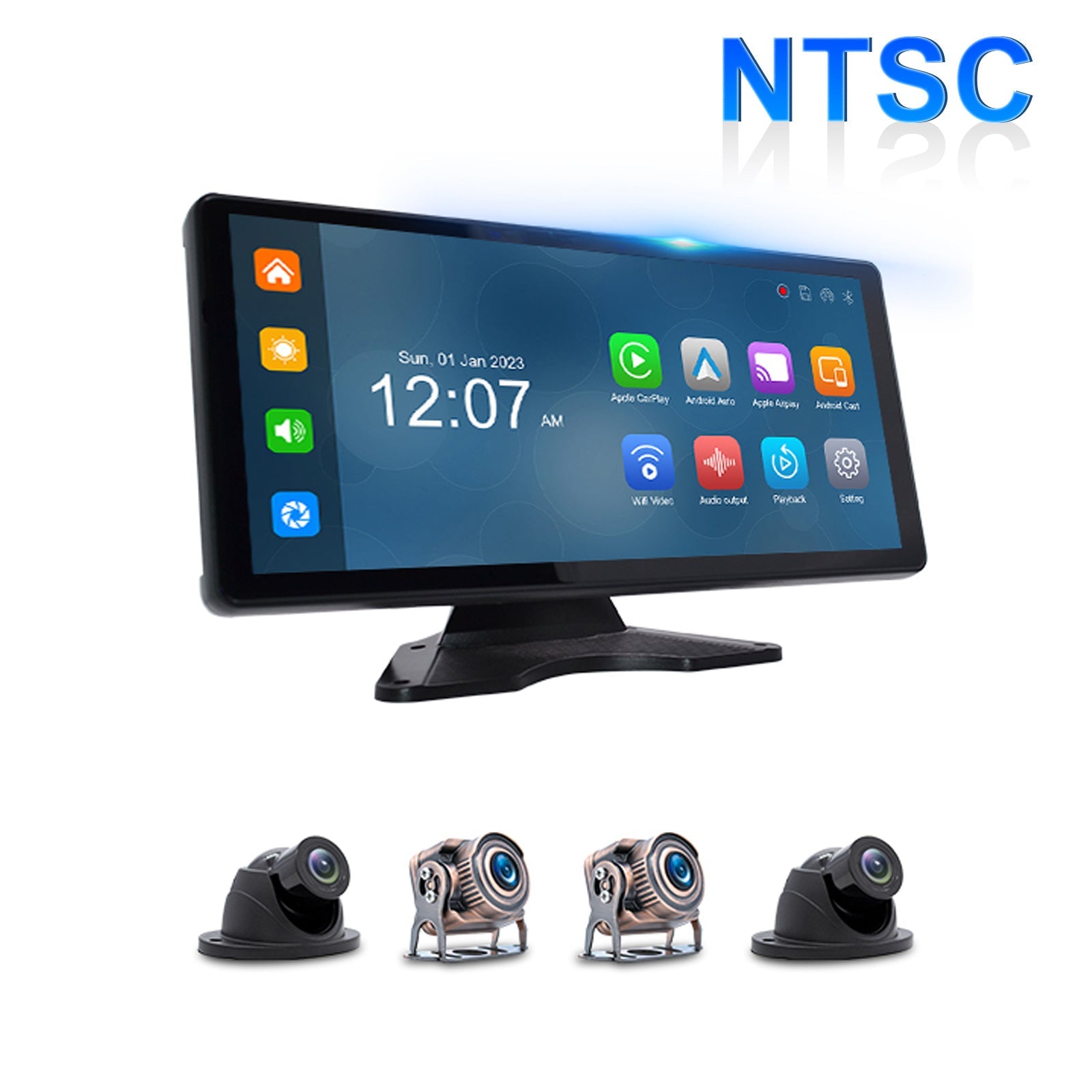 Pantalla táctil cuántica IPS de 10,36 pulgadas 1600x720 para camión RV + 4 cámaras de marcha atrás