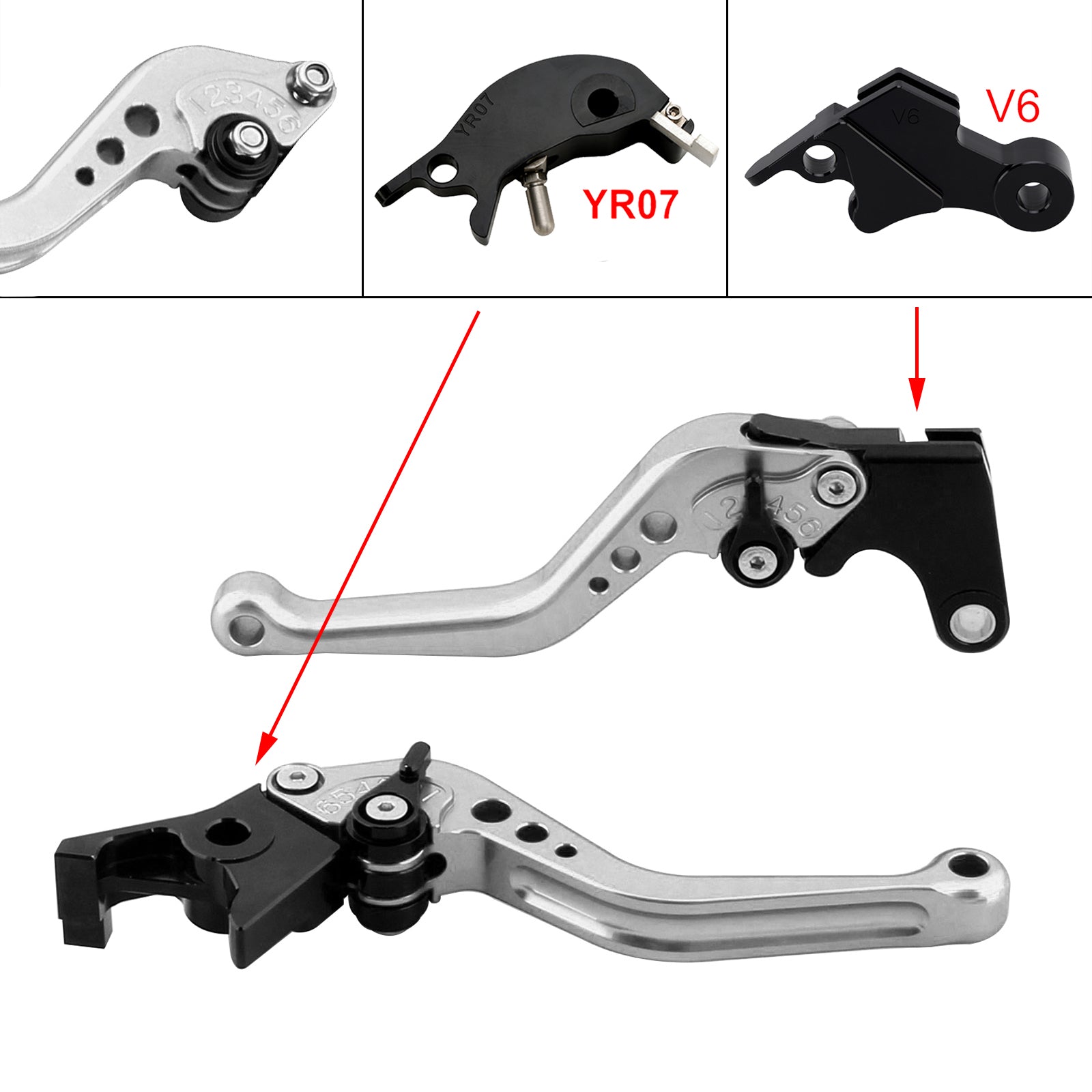 Nouveau levier de frein et d'embrayage court compatible avec YAMAHA XSR900 XSR900GP MT-09 MT-09SP 24-25