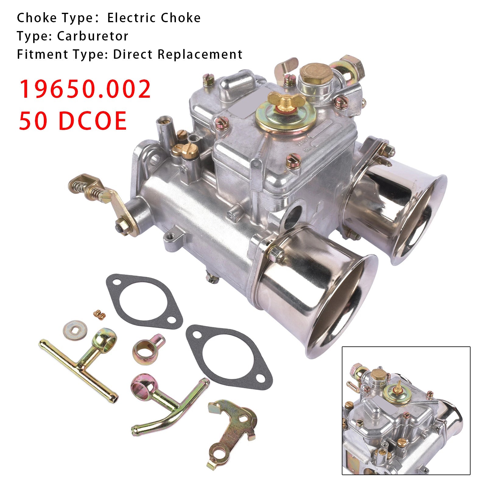 Carburateur 19650.002 pour Weber 50 DCOE 50 mm de tirage avec starter électrique 4 et 6 cylindres