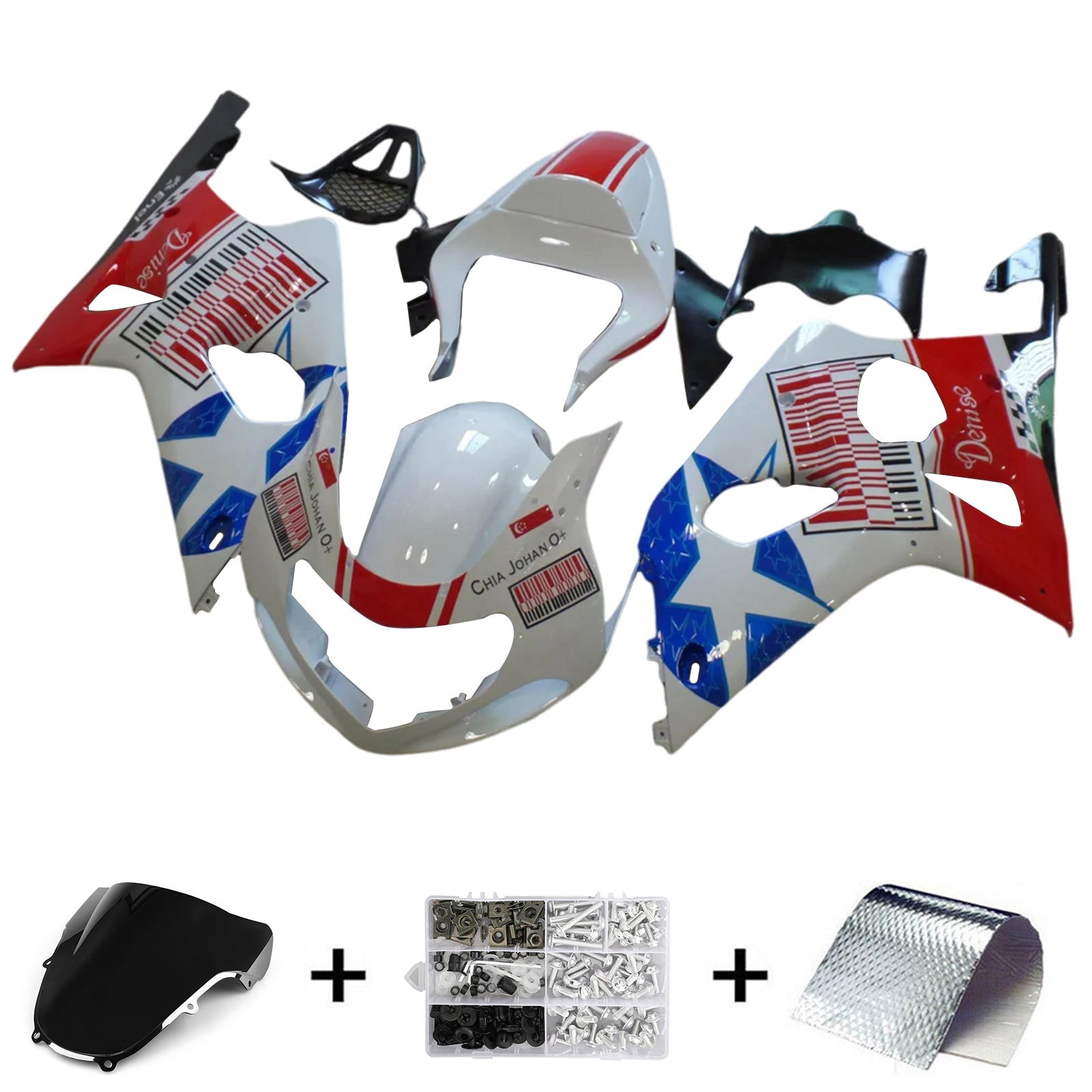 Amotopart Suzuki GSXR1000 2000-2002 K1 K2 Kit carenatura carrozzeria in plastica ABS