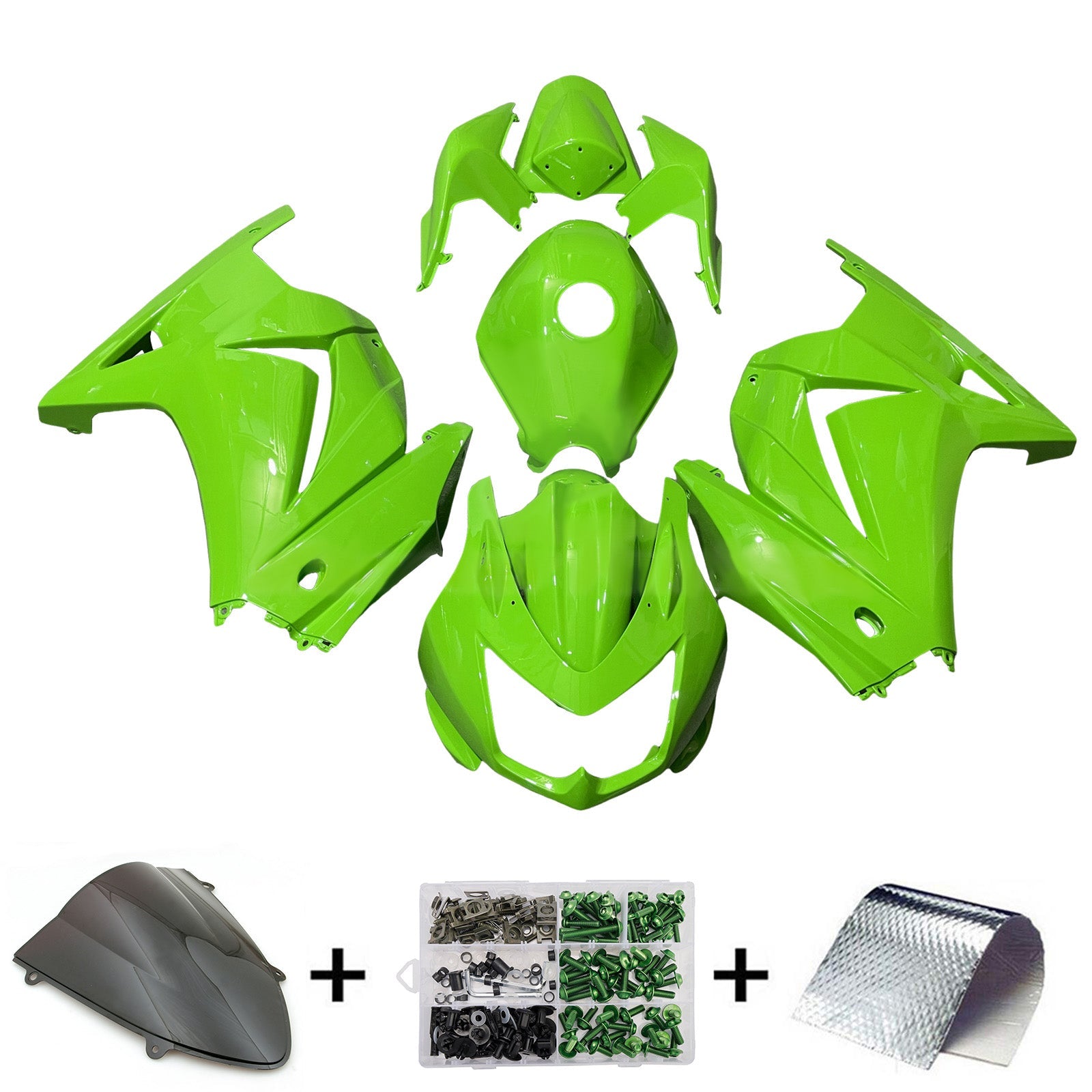 Kit de carenado de inyección, cuerpo de plástico ABS para Kawasaki EX250 Ninja250R 2008-2012