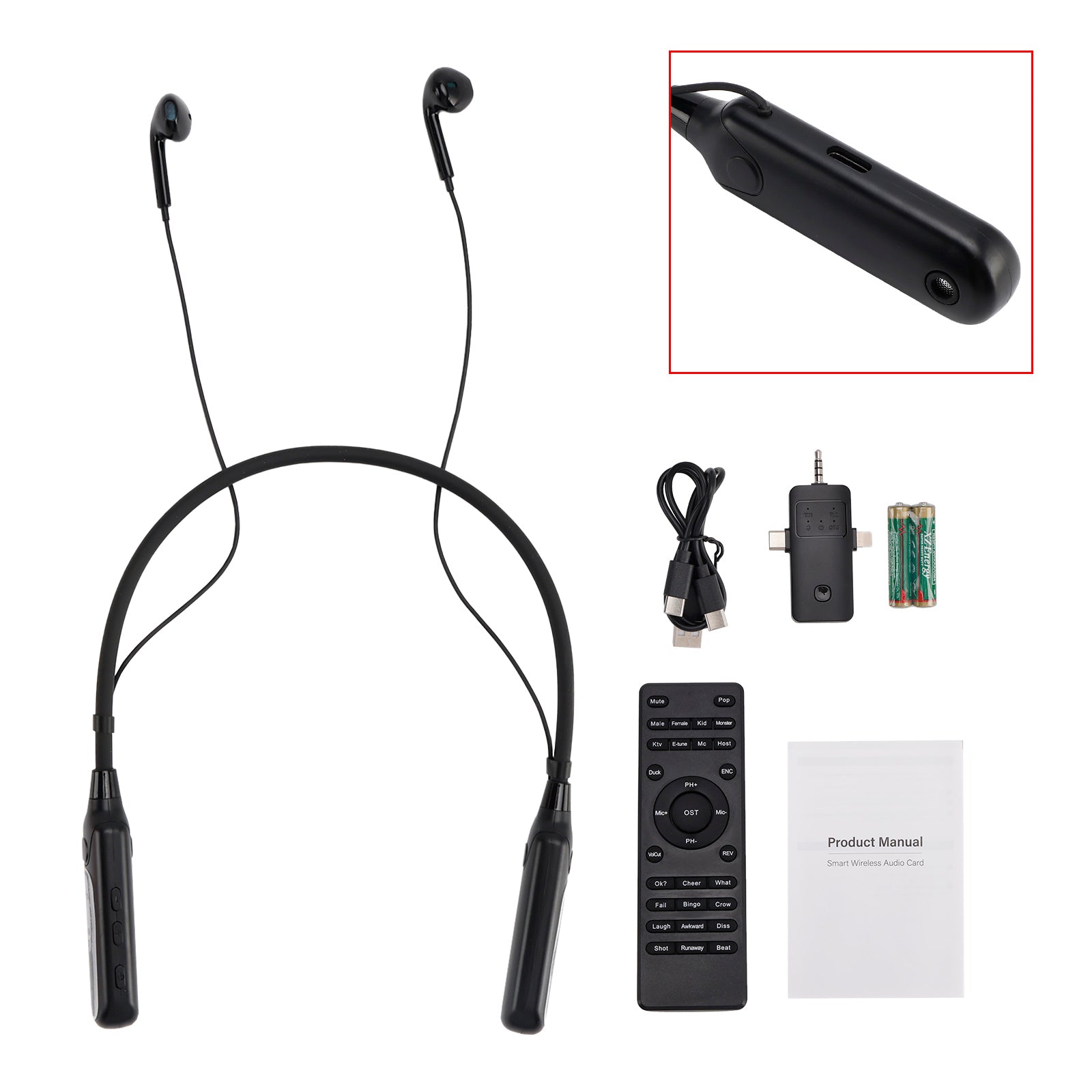 Carte son sans fil complète avec tour de cou et écouteurs pour streaming en direct compatibles avec téléphone, PC et TV