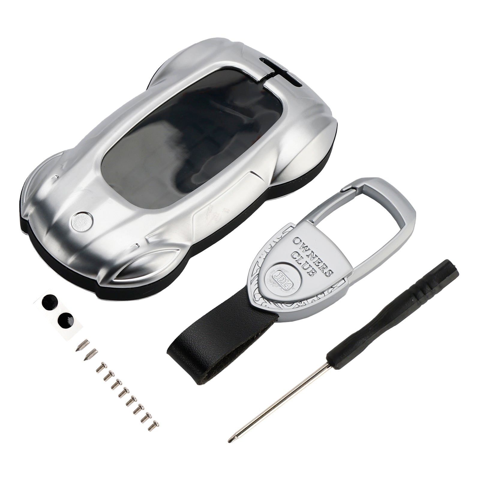 Étui argenté en cuir, alliage de zinc et pour clé de voiture Lexus ES260h/RX350h/LS500h