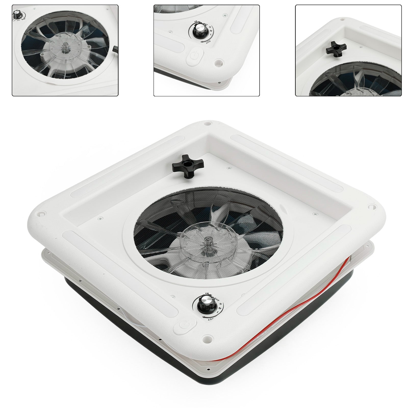 11" Ventilatore da tetto per roulotte, motore a 3 velocità, lucernario da 12 V con illuminazione a LED