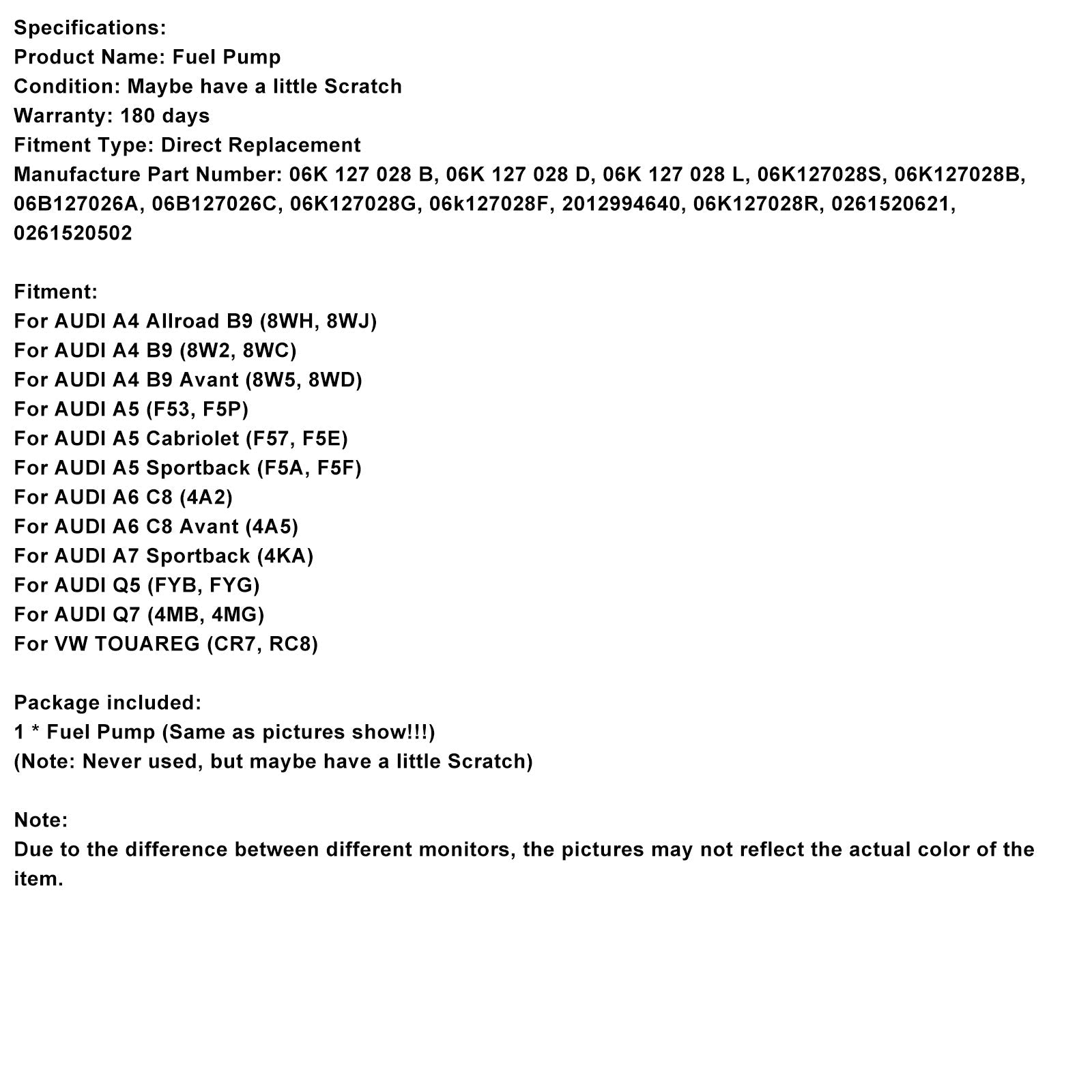 Hogedrukbrandstofpomp voor AUDI A6 C8 (4A2) 06K127028B