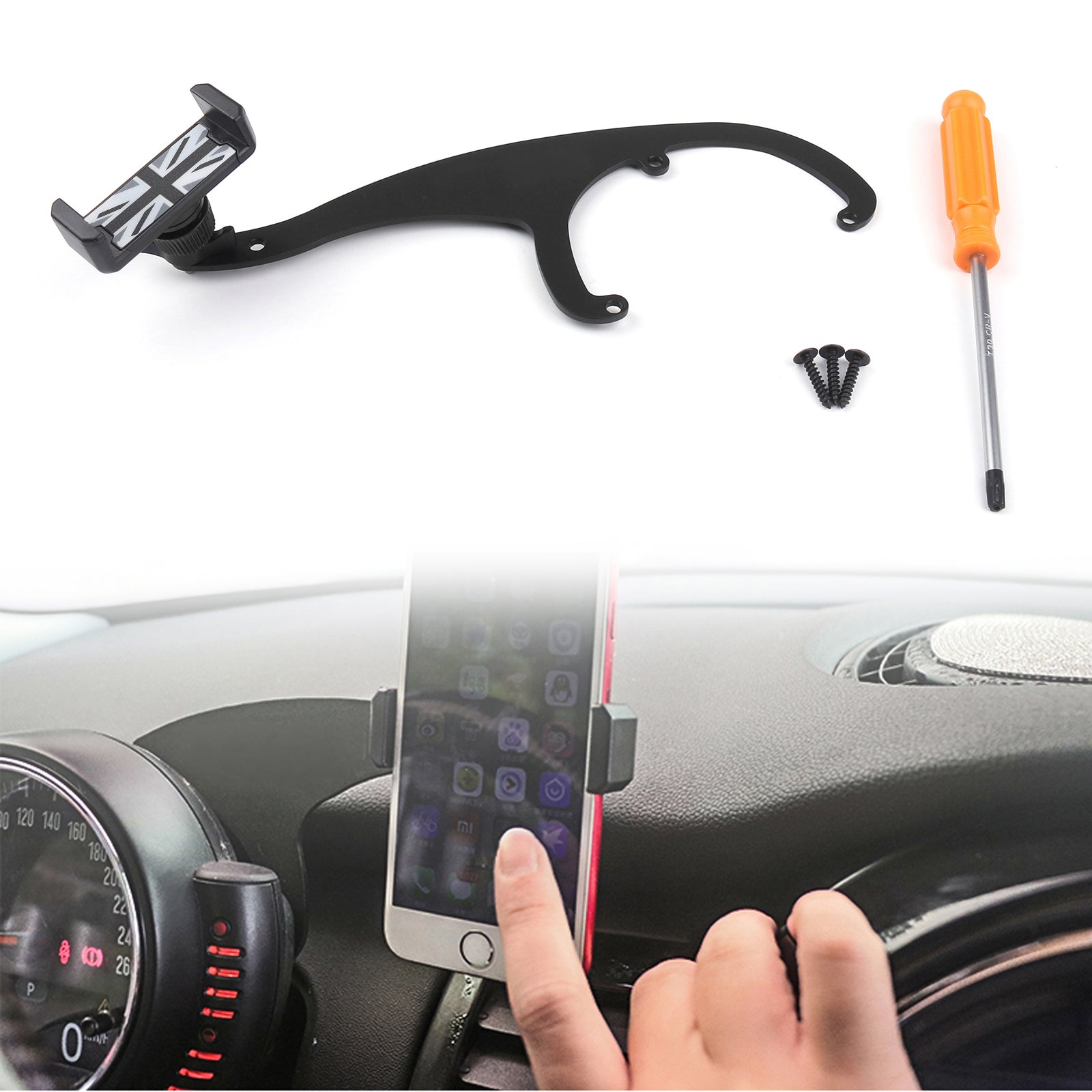360°Rotation Car Phone Mount Cradle Holder Stand For Mini Cooper R60 R61 Gray