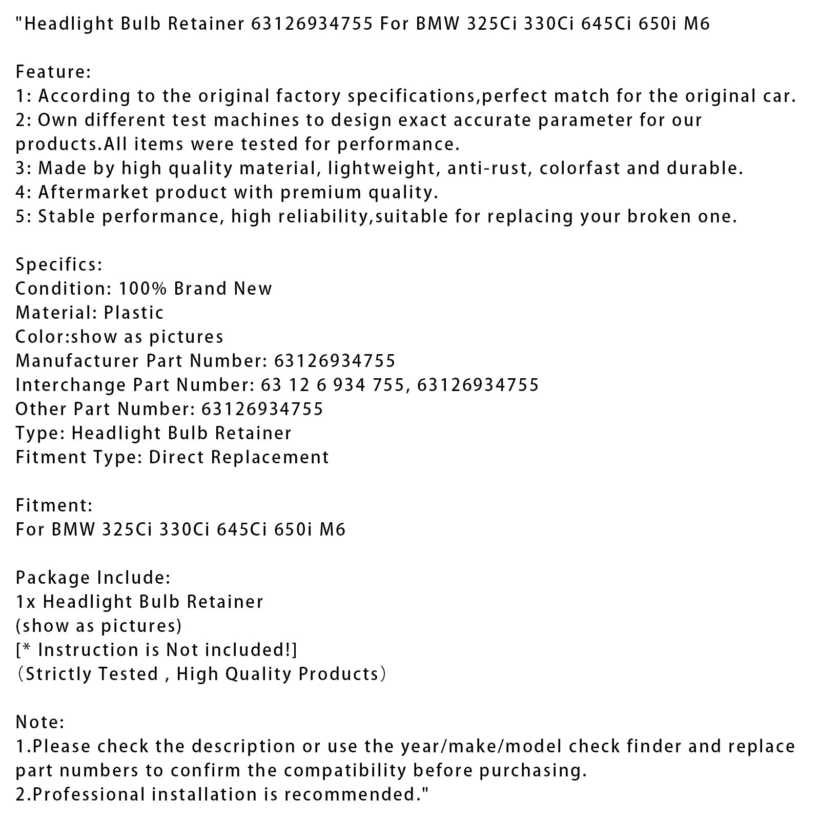 Portalampada faro BMW 325Ci 330Ci 645Ci 650i M6 63126934755